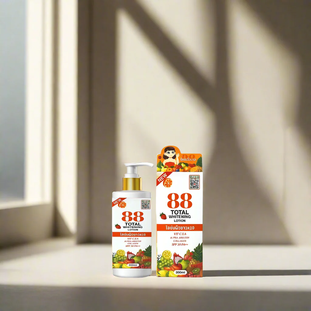 88 Total Brightening Lotion With Alpha Arbutin, Collagen, Vitamins C, E, A, and SPF 50 PA++ - 350Ml - Image 2