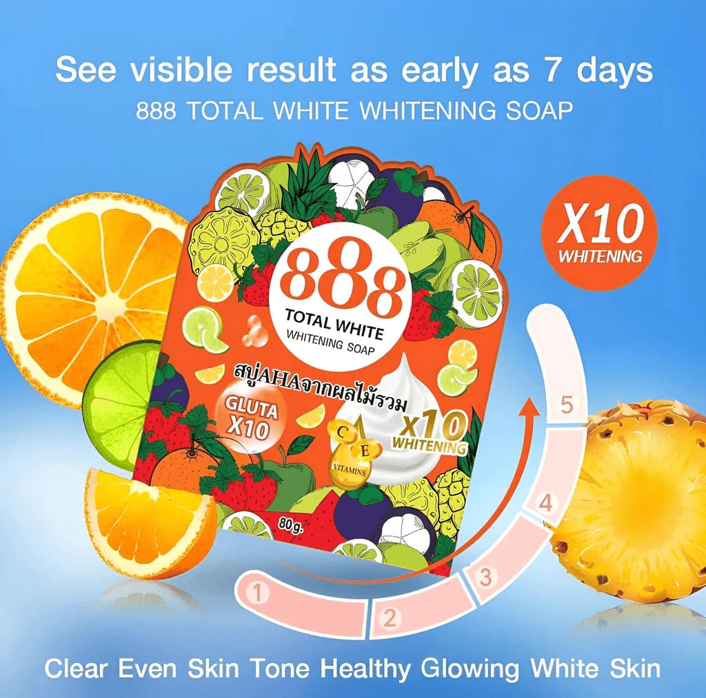 888 Total White 10X Whitening Soap - 80g