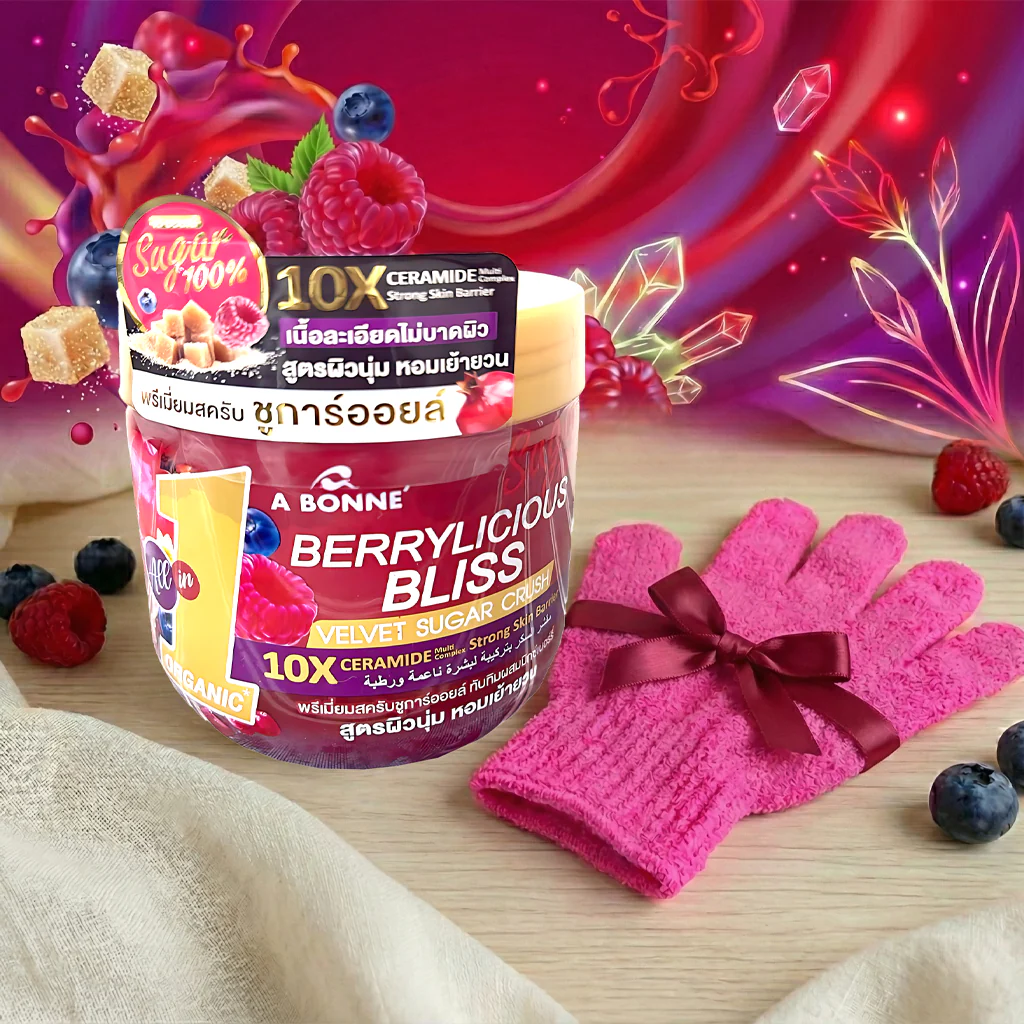 A Bonné Berrylicious Bliss Velvet Sugar Crush + FREE Finger Bath Towel Gloves - Image 8