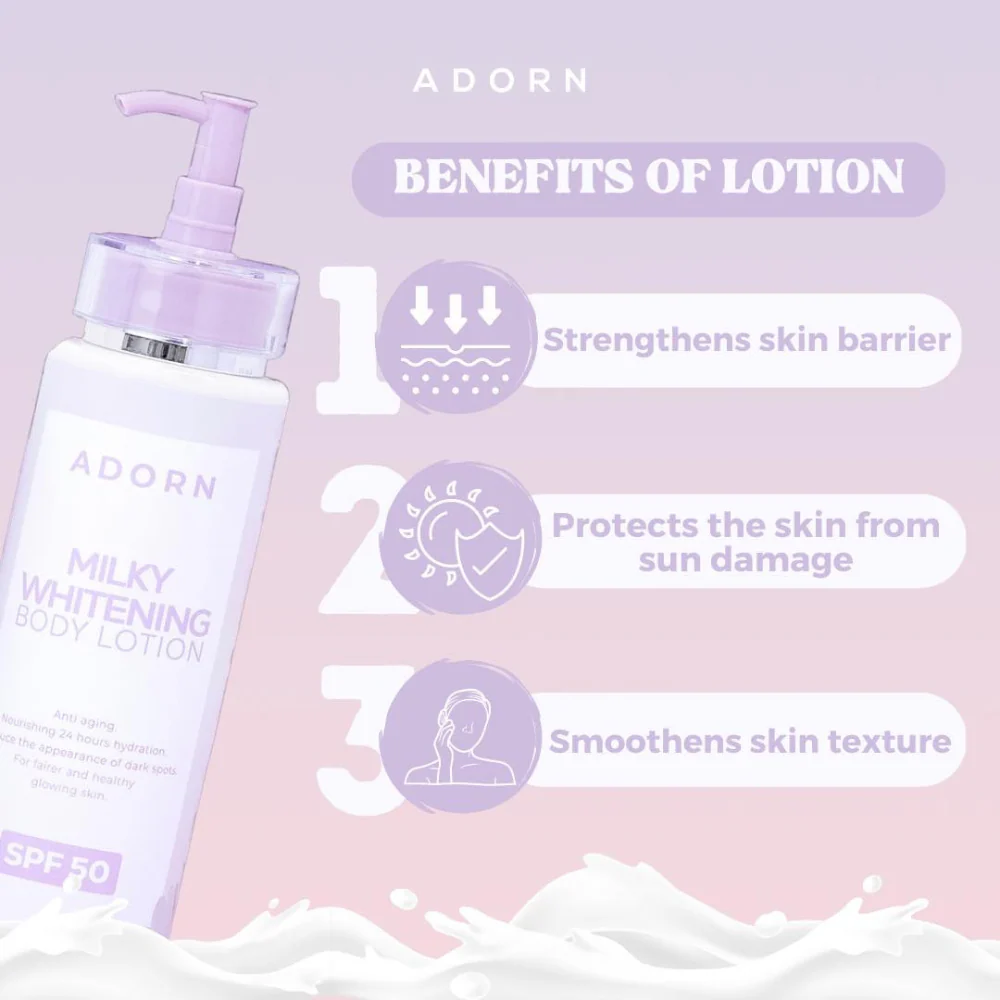 Adorn Milky Whitening Body Lotion SPF50 - 200ml - Image 4
