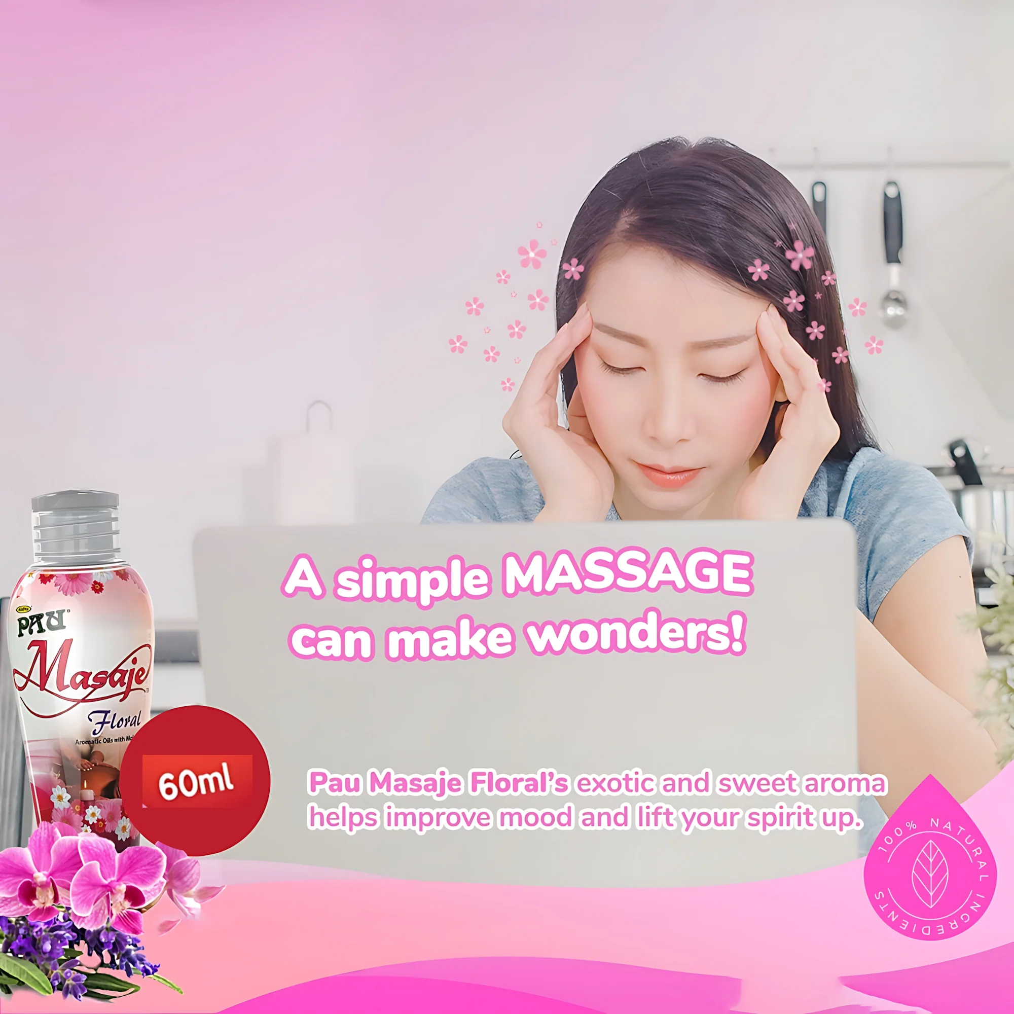 Aldritz Pau Masaje Floral Aromatic Oil & Moisturizer – 60ml - Image 10