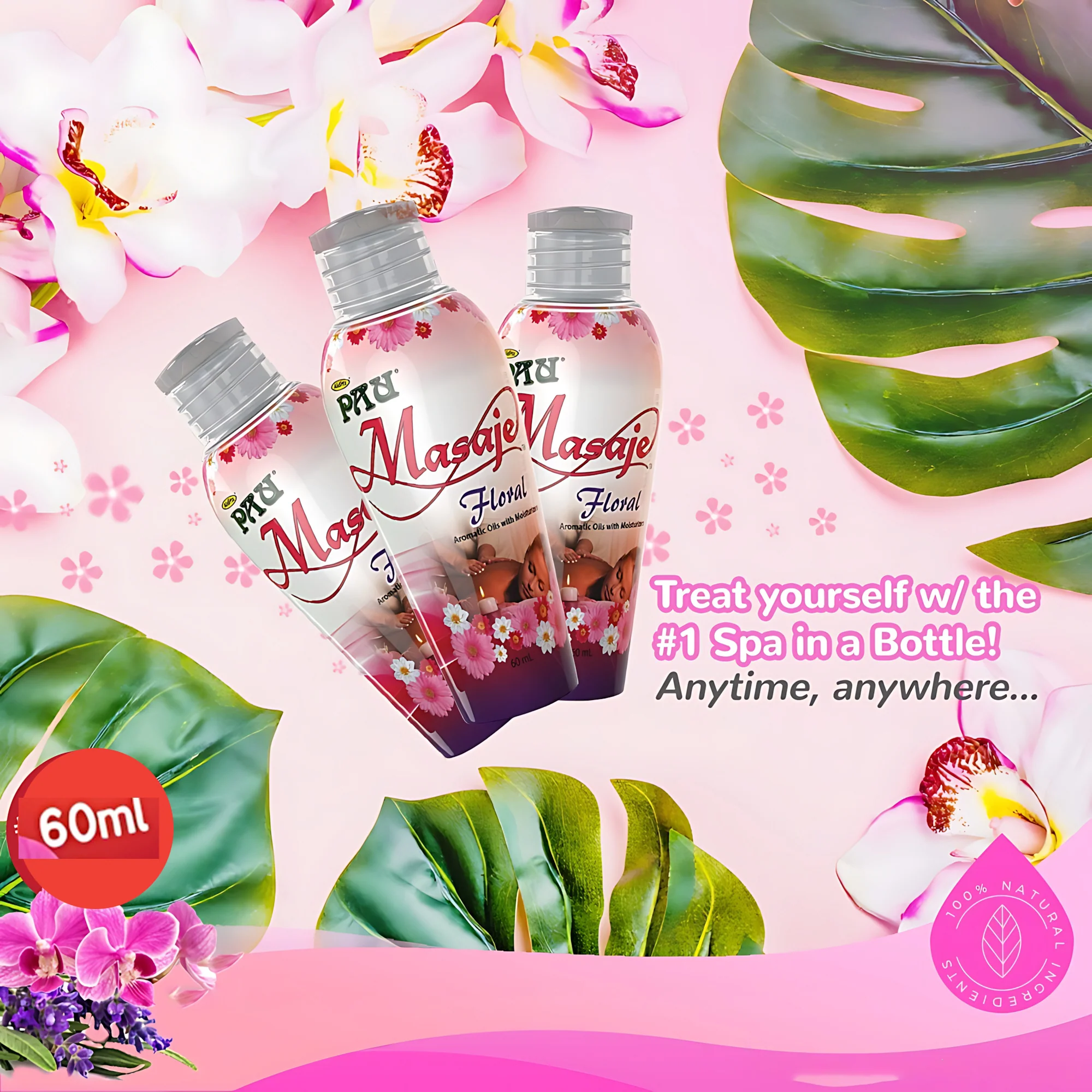 Aldritz Pau Masaje Floral Aromatic Oil & Moisturizer – 60ml - Image 9