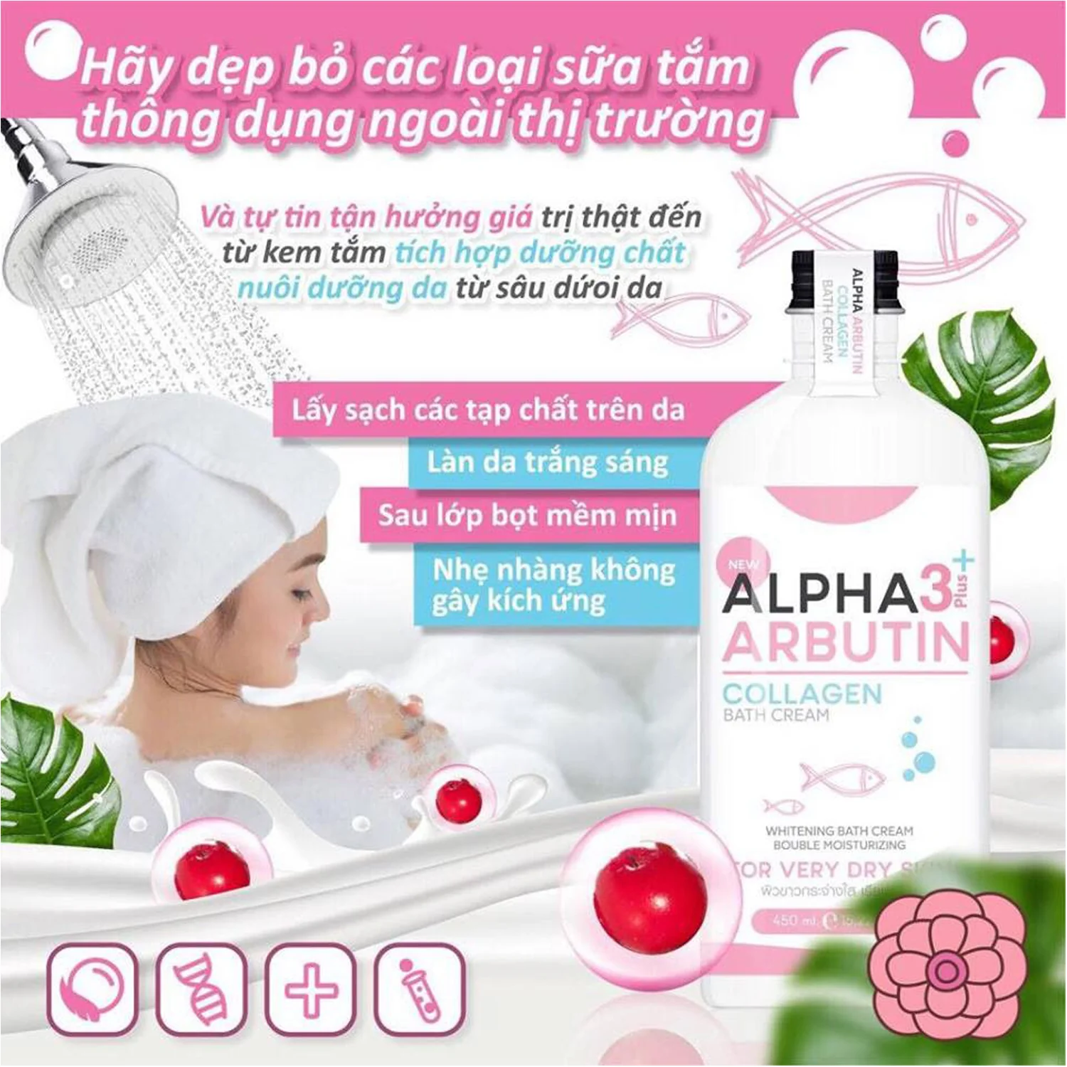 Alpha Arbutin 3 Plus Collagen Bath Cream – 350ml - Image 5