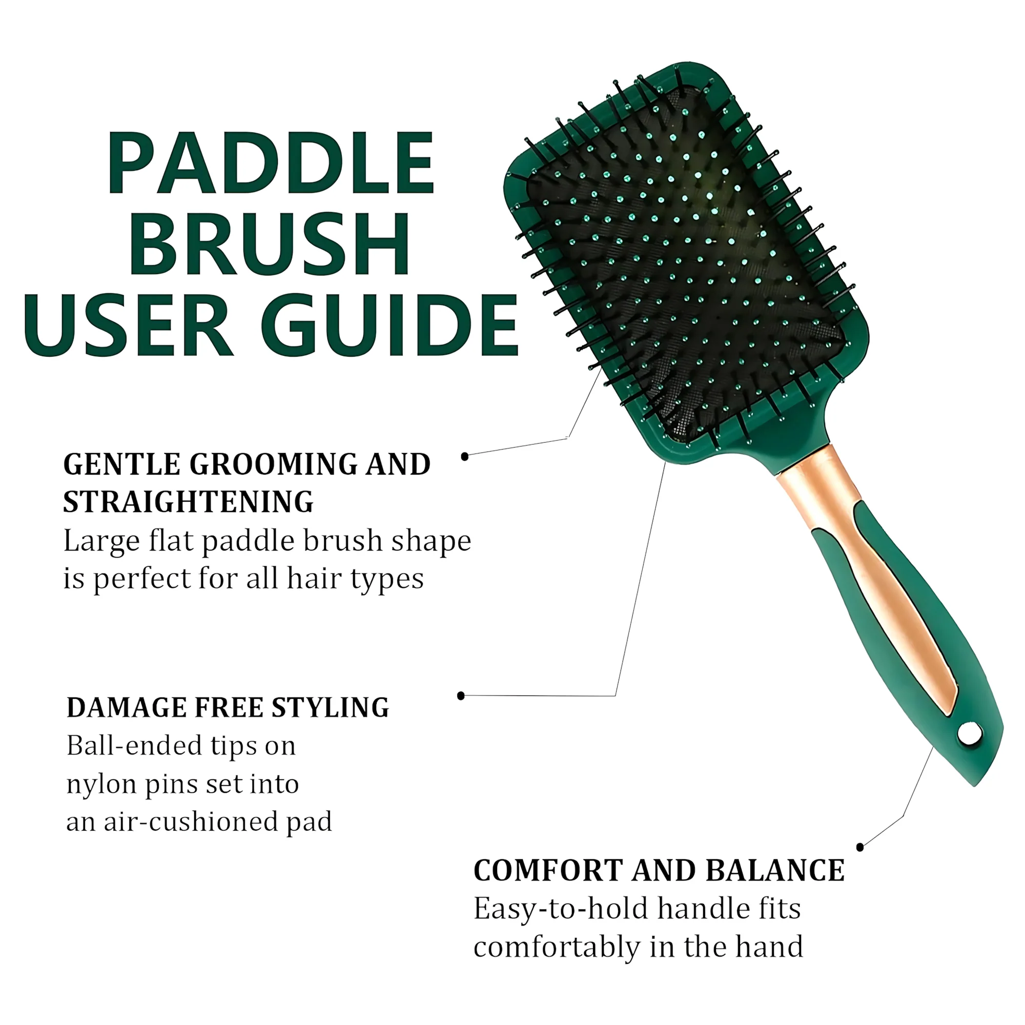 Anti-Tangle Hair Brush & Comb Set – 4 Pcs Paddle Hair Brush Kit for Wet & Dry Hair - Image 10