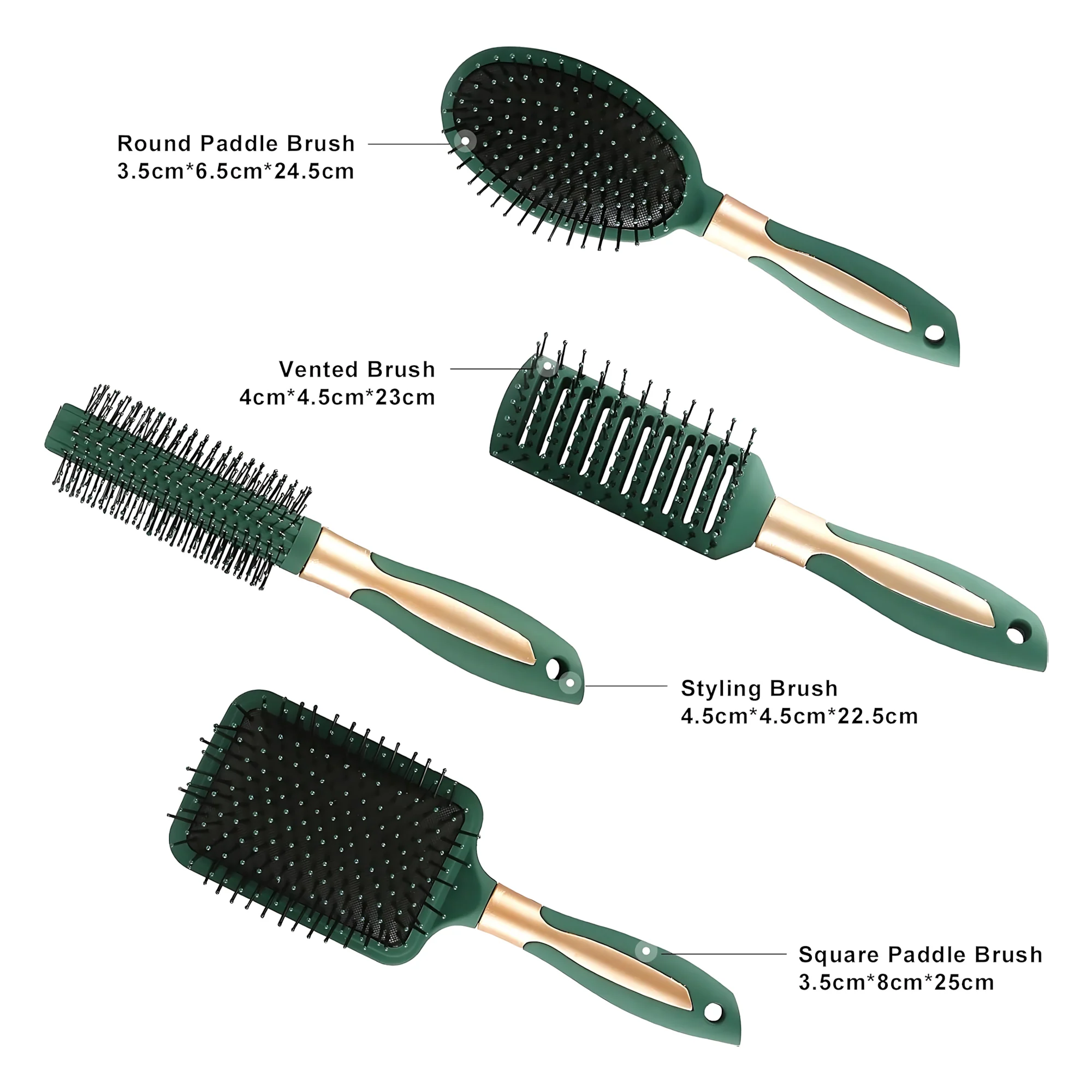 Anti-Tangle Hair Brush & Comb Set – 4 Pcs Paddle Hair Brush Kit for Wet & Dry Hair - Image 13