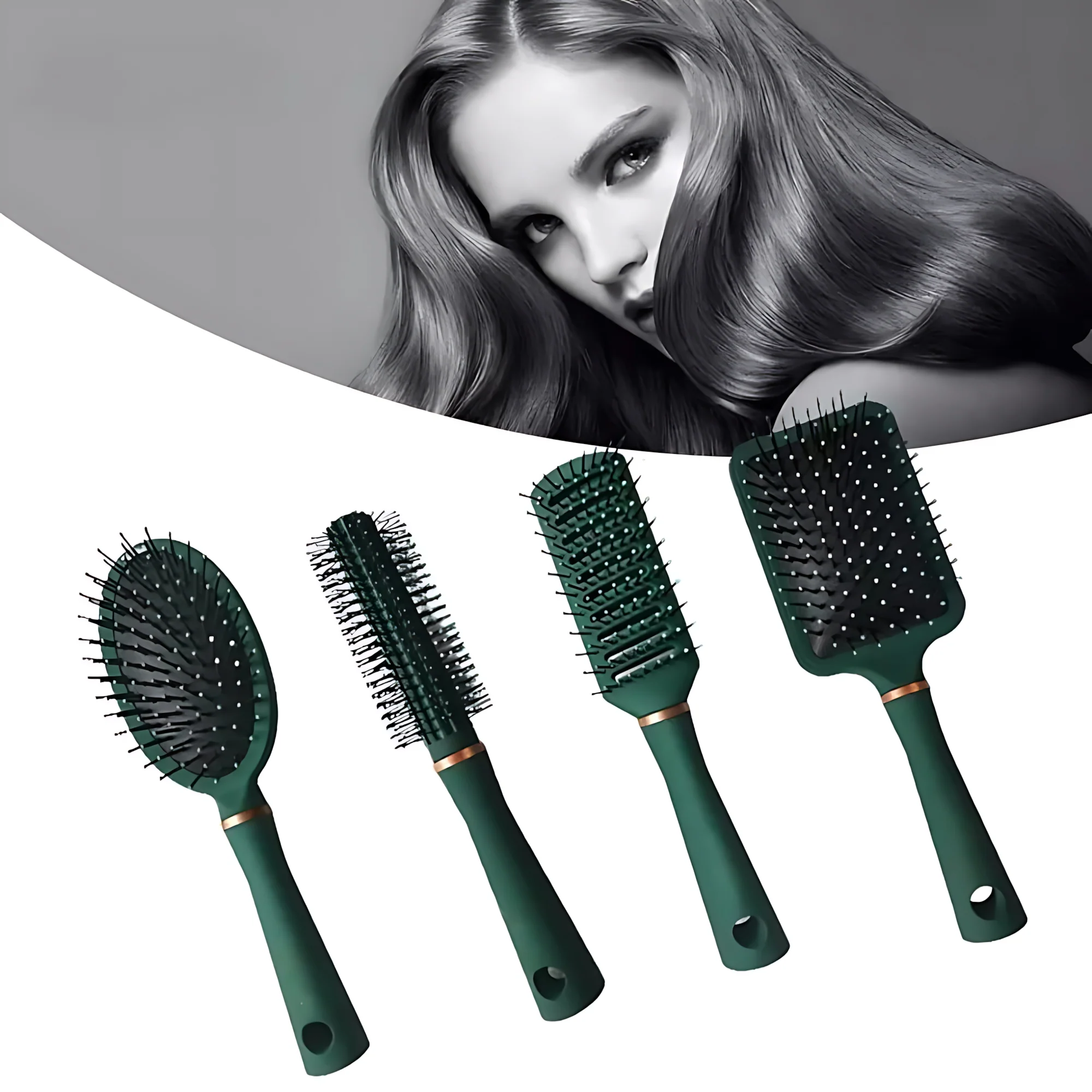 Anti-Tangle Hair Brush & Comb Set – 4 Pcs Paddle Hair Brush Kit for Wet & Dry Hair - Image 3