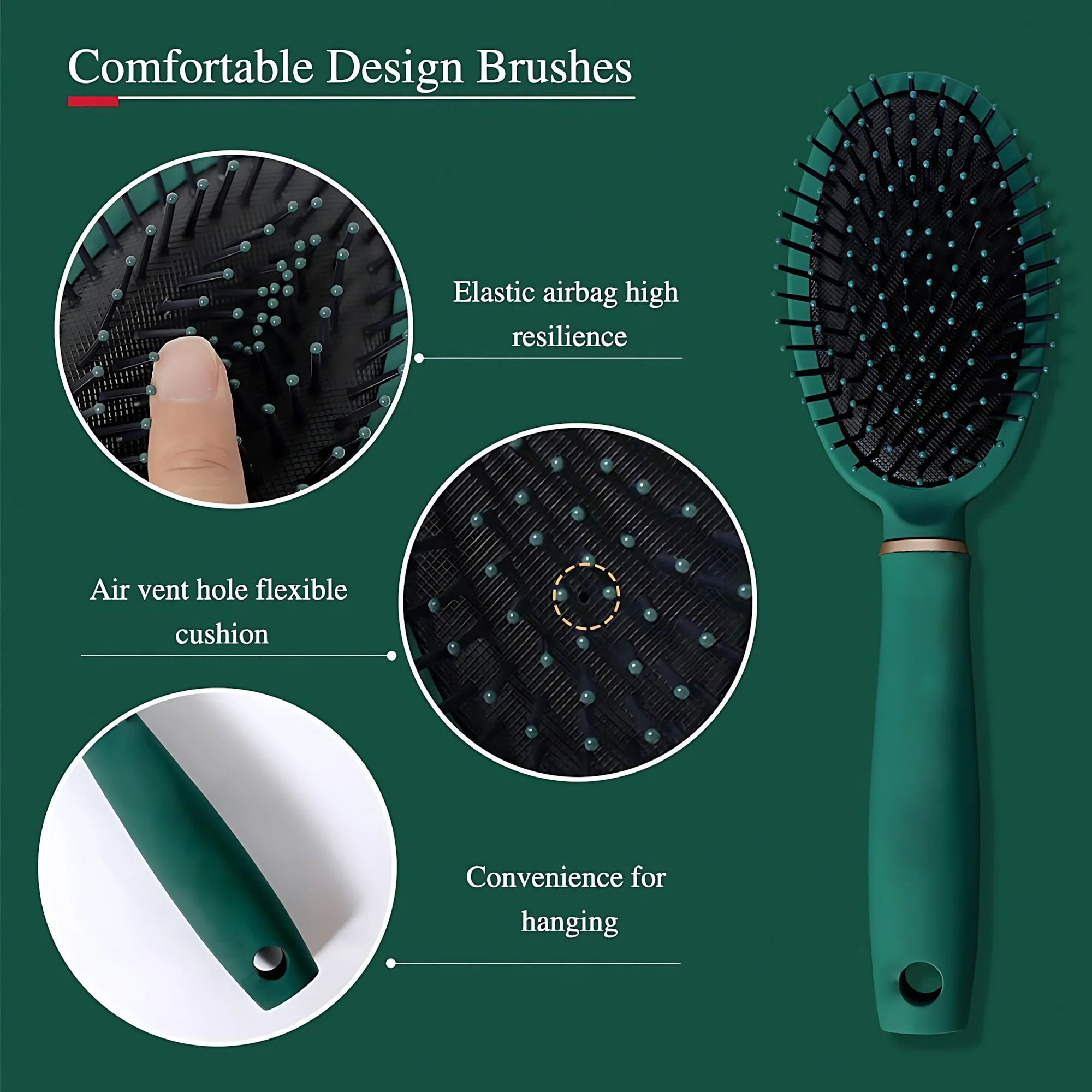 Anti-Tangle Hair Brush & Comb Set – 4 Pcs Paddle Hair Brush Kit for Wet & Dry Hair - Image 5