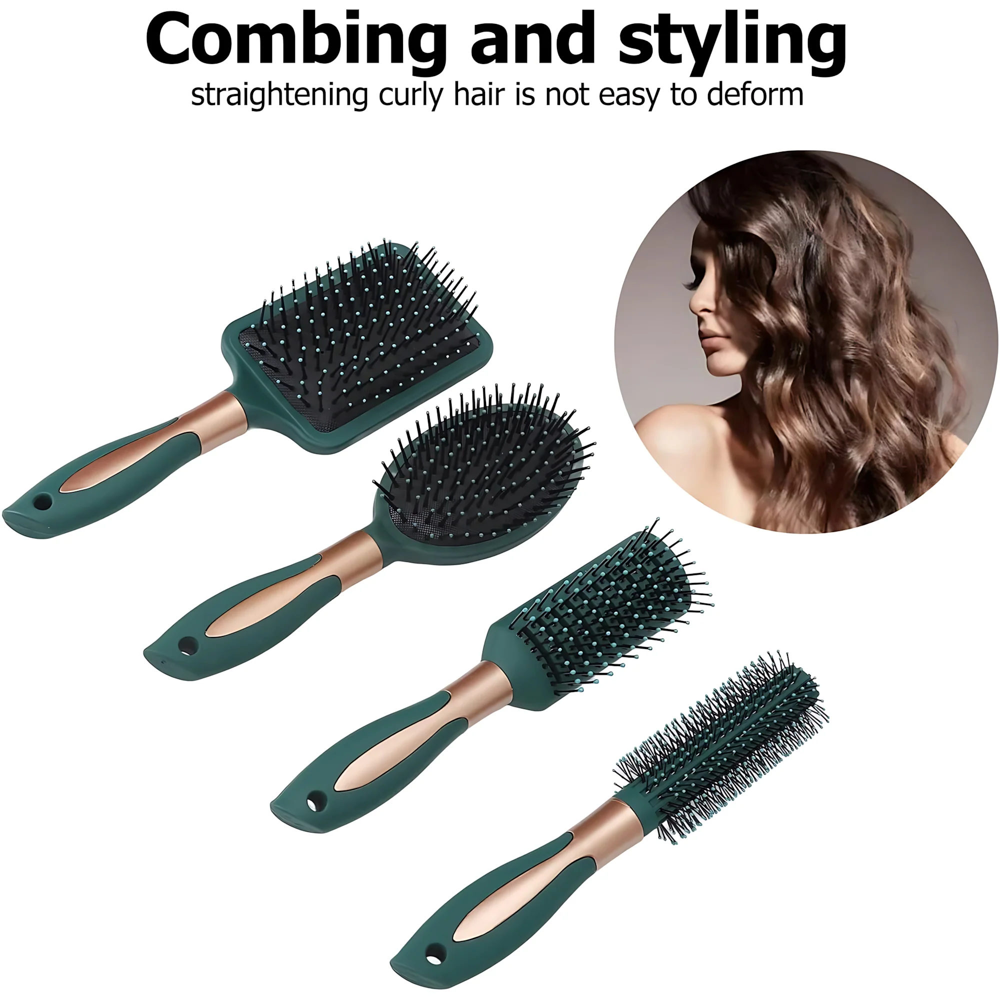 Anti-Tangle Hair Brush & Comb Set – 4 Pcs Paddle Hair Brush Kit for Wet & Dry Hair - Image 6