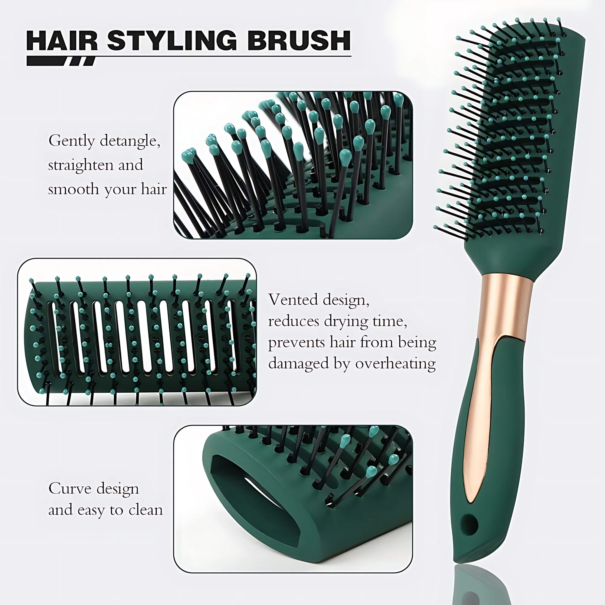 Anti-Tangle Hair Brush & Comb Set – 4 Pcs Paddle Hair Brush Kit for Wet & Dry Hair - Image 8
