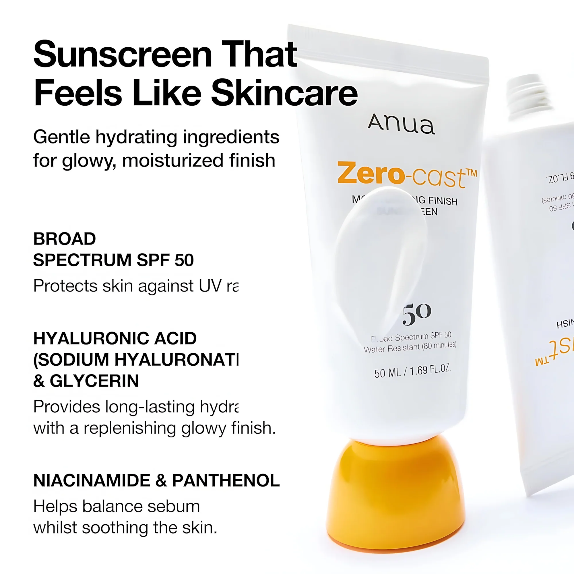 Anua Zero-Cast Moisturizing Finish Sunscreen – SPF 50+ PA++++ – 50ml - Image 12