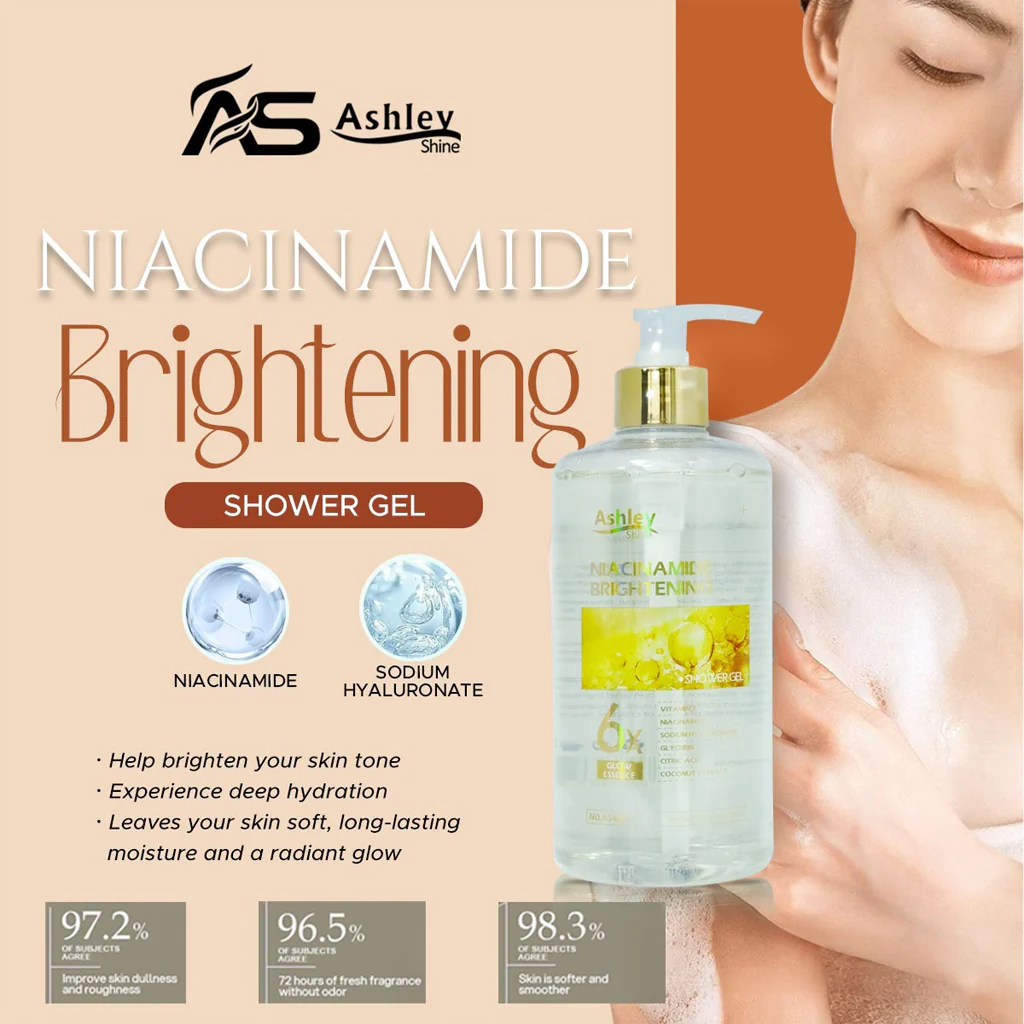 Ashley Shine Niacinamide (Brightening 6x Glow Essence Shower Gel – 500ml )+ (Ultimate Glow Serum 2 in 1 - 520ml) - Combo Offer - Image 4