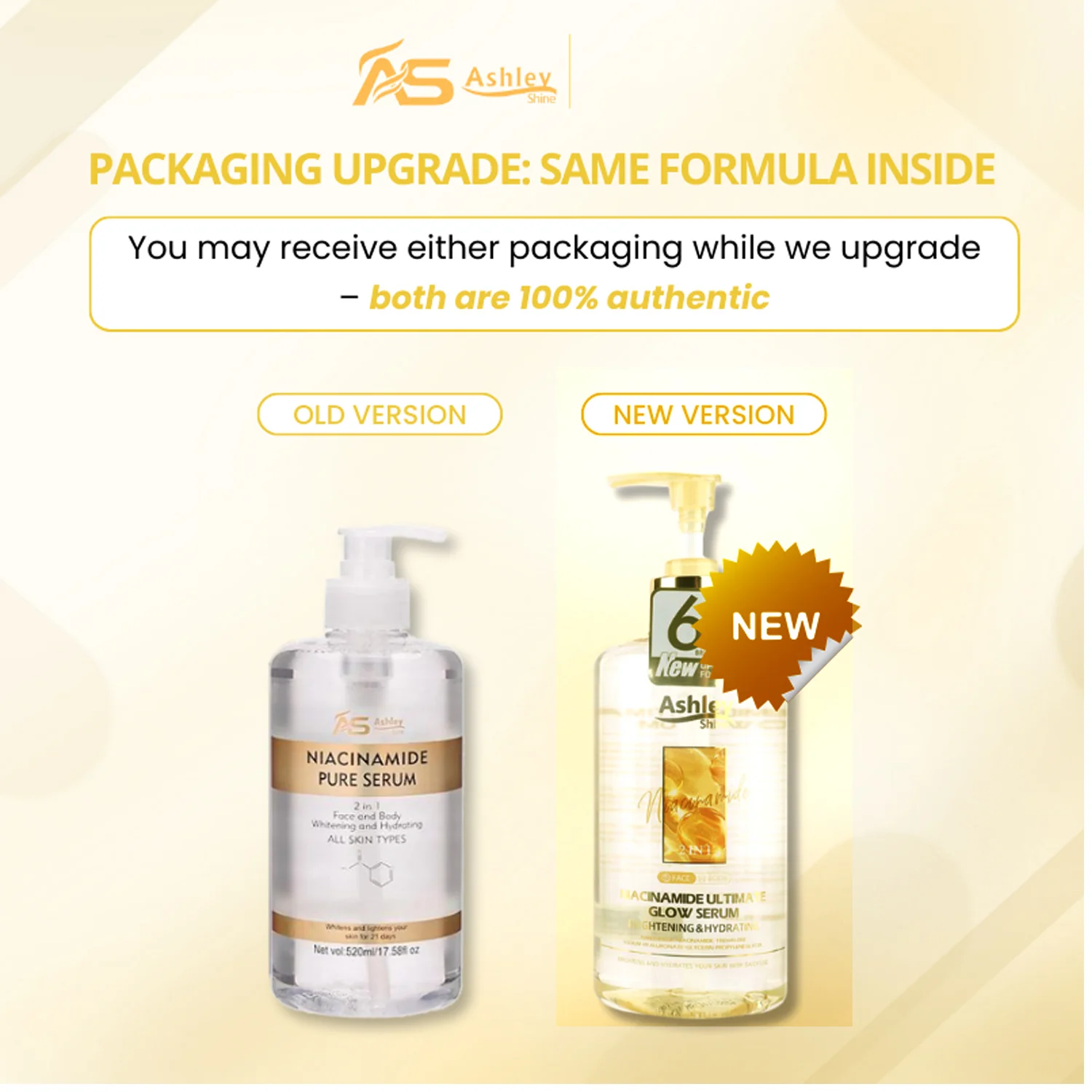 Ashley Shine Niacinamide Ultimate Glow Serum 2 in 1 (Face & Body) - 520ml - Image 5