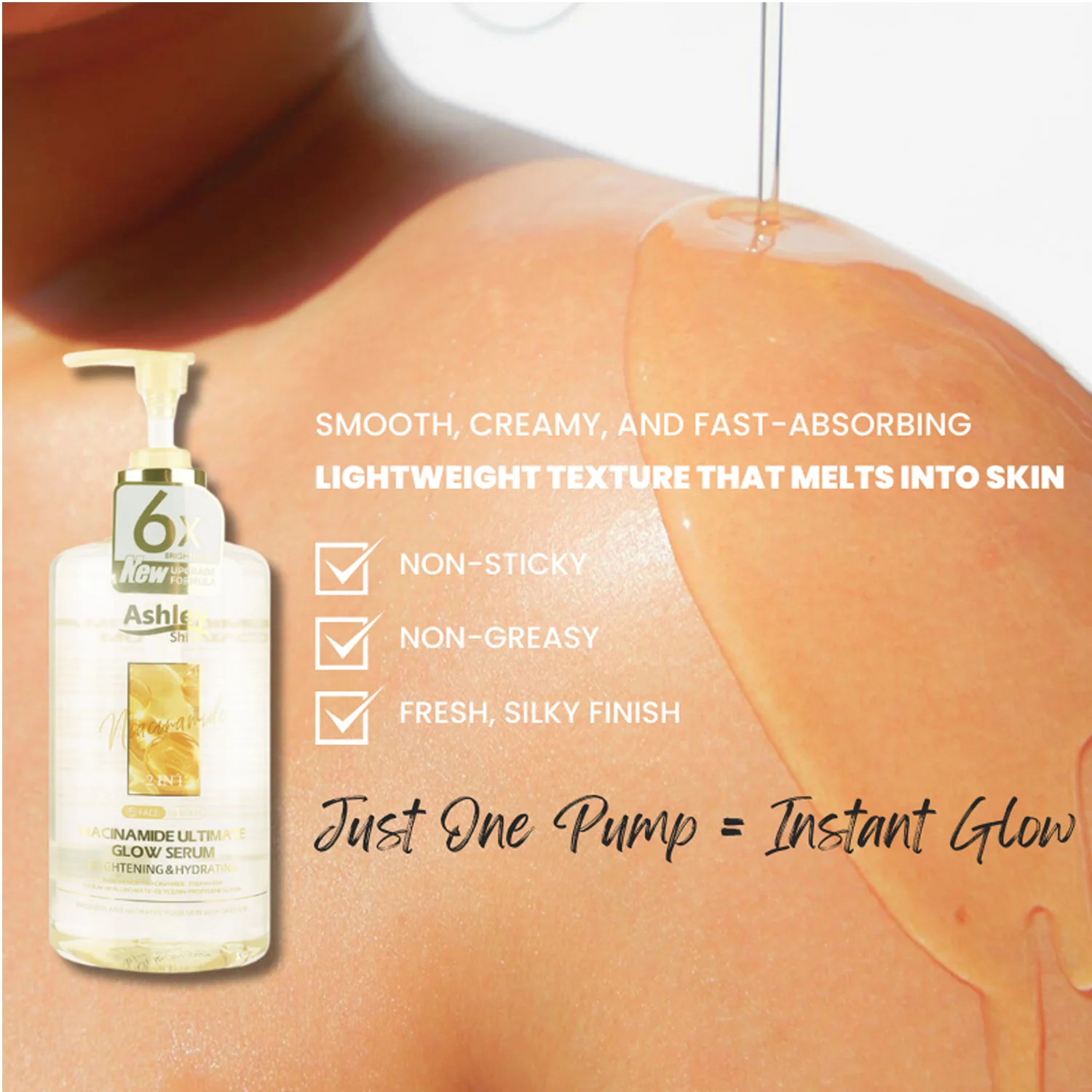 Ashley Shine Niacinamide Ultimate Glow Serum 2 in 1 (Face & Body) - 520ml - Image 7
