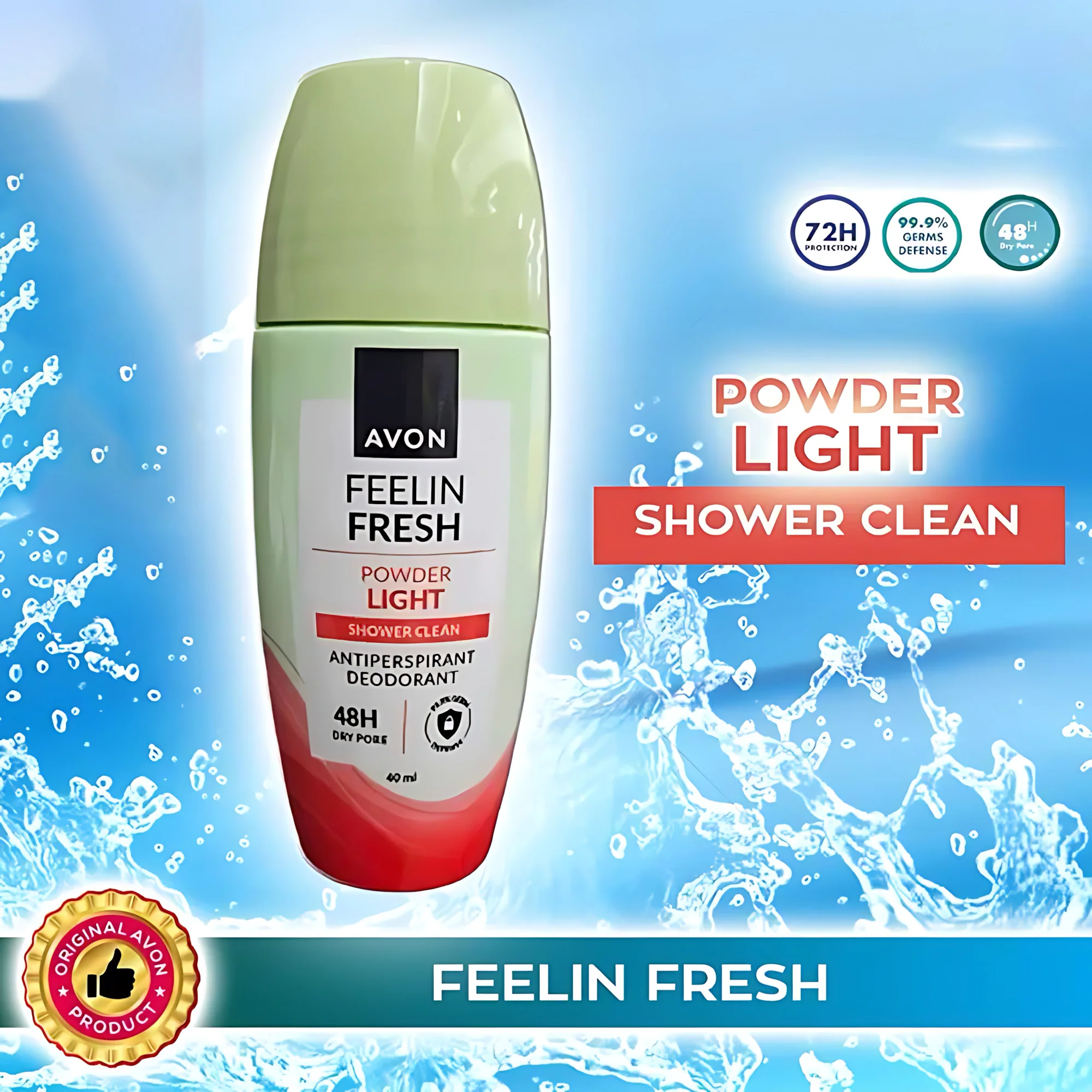 Avon Feelin Fresh Powder Light Shower Clean Antiperspirant Deodorant – 40mL - Image 2