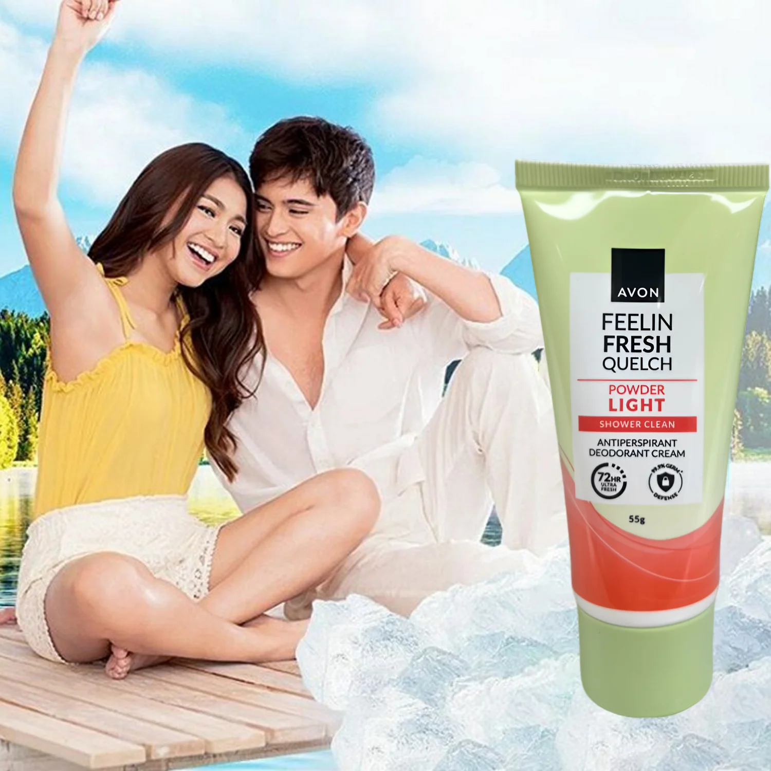 Avon Feelin Fresh Quelch Powder Light Anti-Perspirant Deo Cream - 55g - Image 3