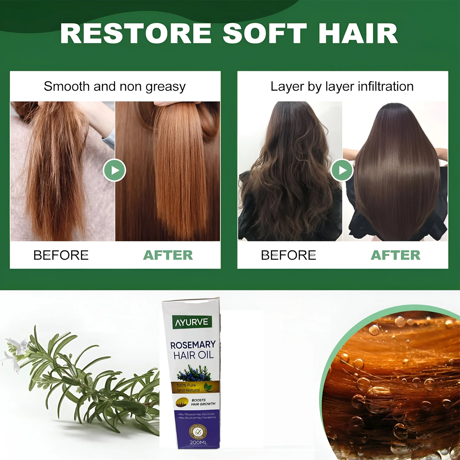 AYURVE Rosemary Hair oil-200ml - Image 6