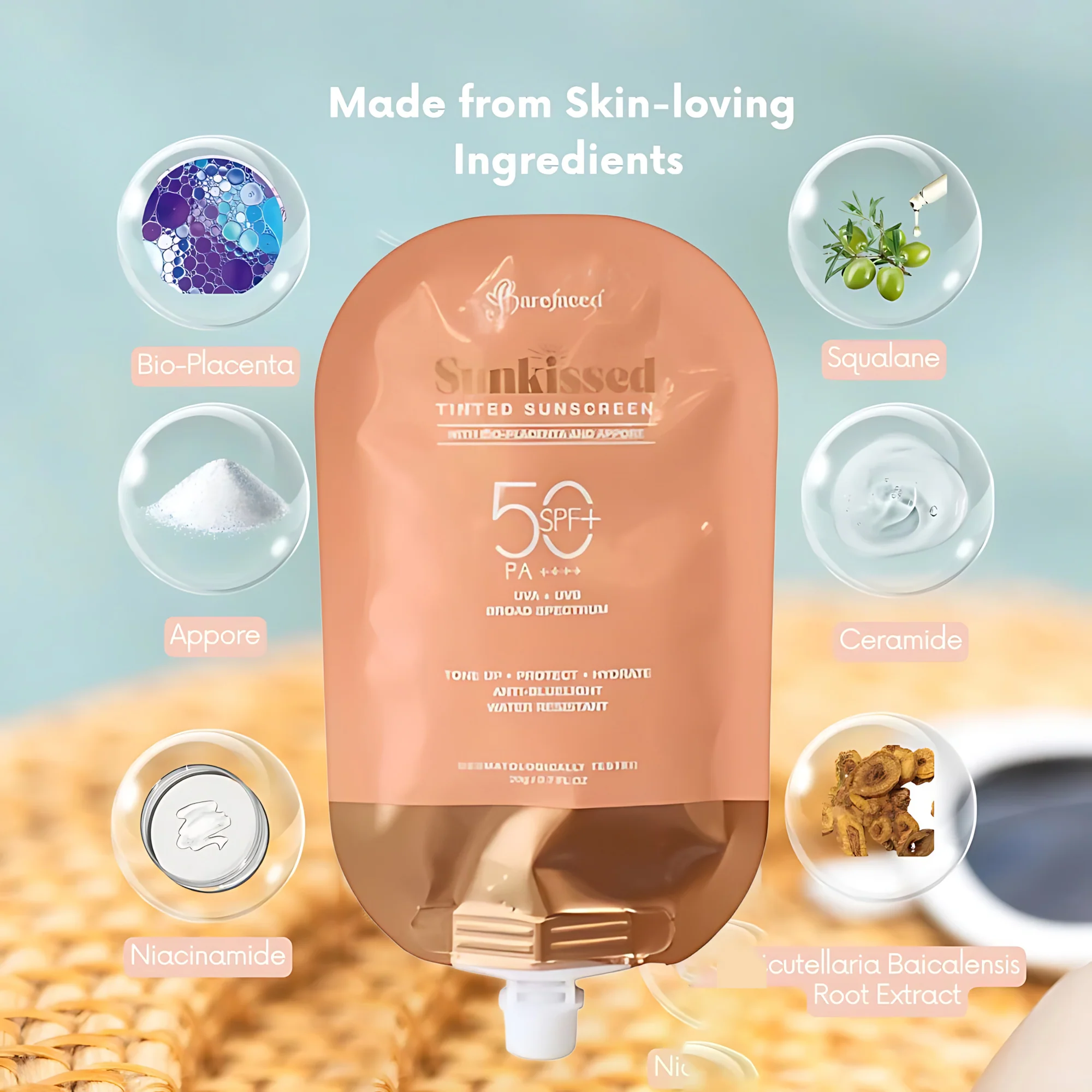 Barefaced Sunkissed Tinted Sunscreen SPF 50+ PA++++ – 20g Sachet - Image 3