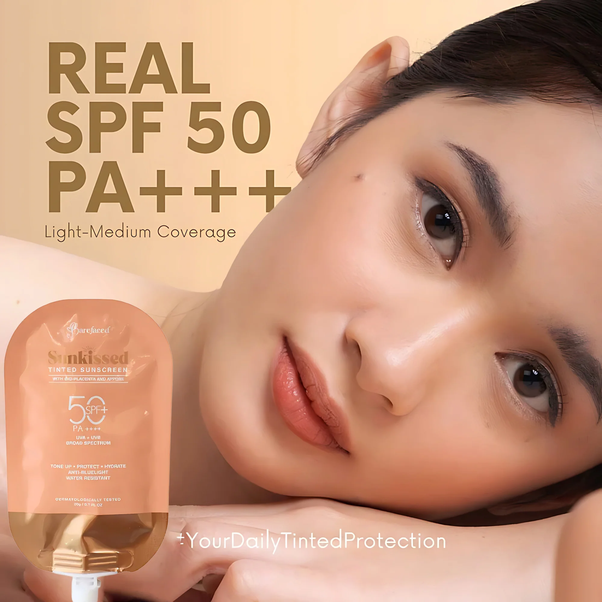 Barefaced Sunkissed Tinted Sunscreen SPF 50+ PA++++ – 20g Sachet - Image 4