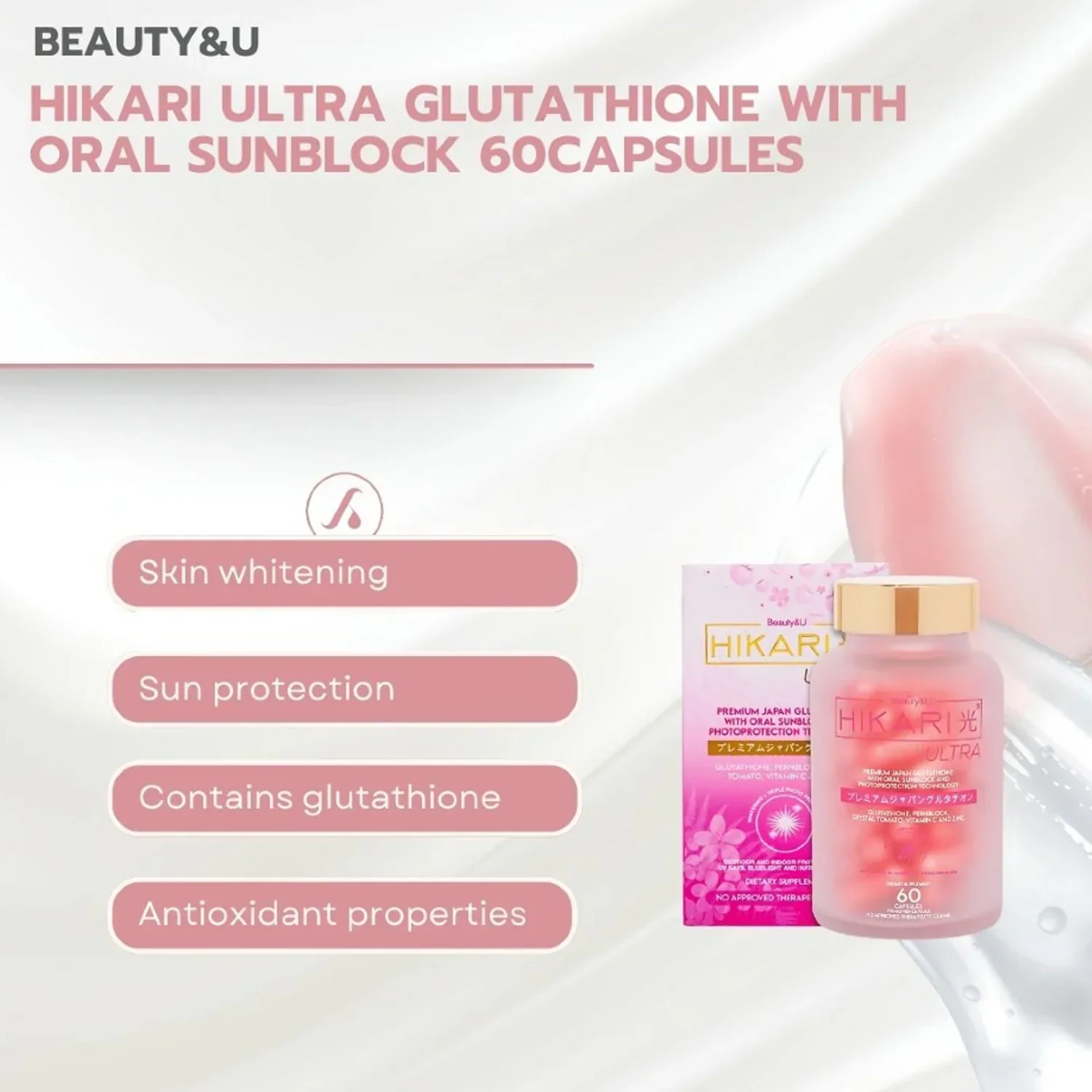 Beauty & U Hikari Ultra Premium Dietary Supplements - 60 Capsules - Image 3