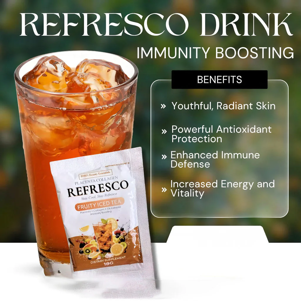 BMRS Beauty Essentials Placenta Collagen Refresco – Fruity Iced Tea (180g | 10 Sachets) - Image 12