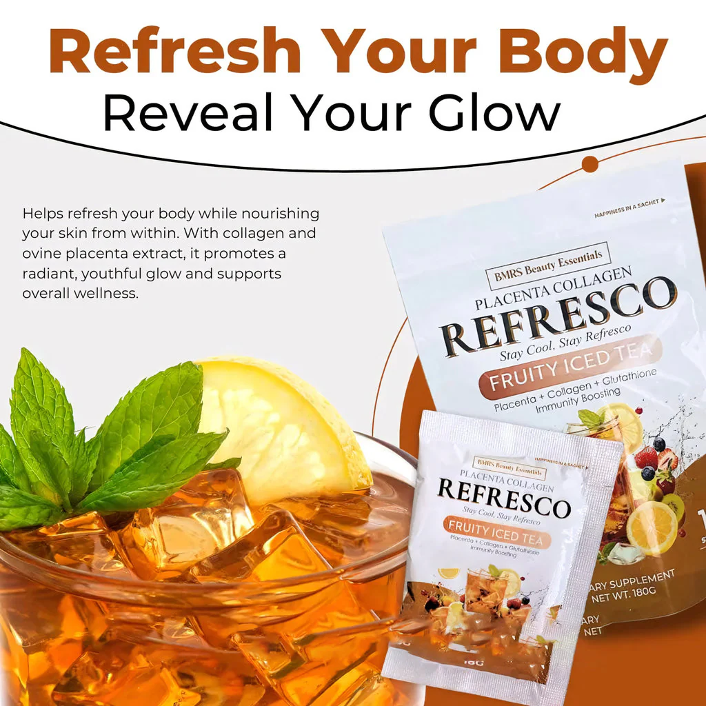 BMRS Beauty Essentials Placenta Collagen Refresco – Fruity Iced Tea (180g | 10 Sachets) - Image 13