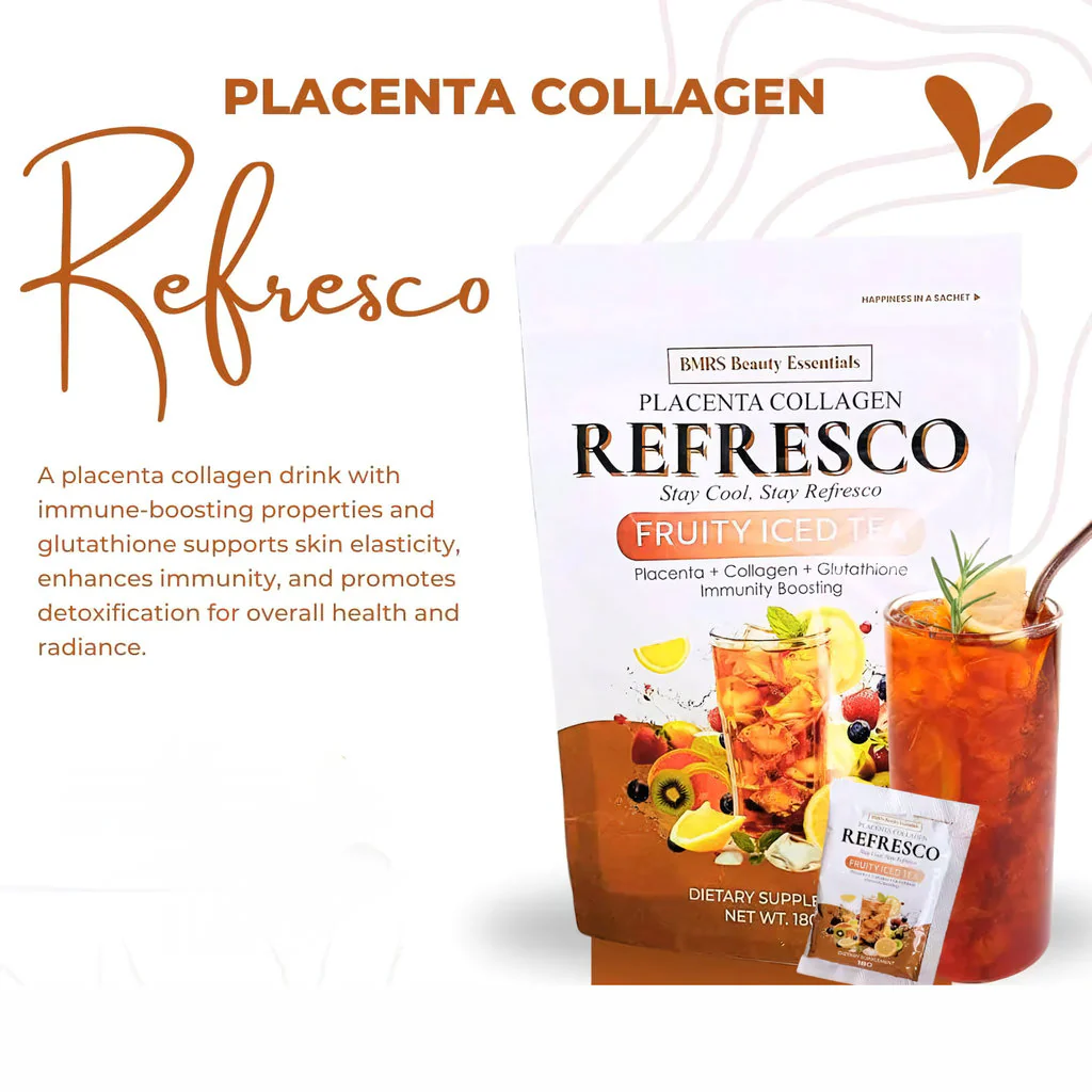 BMRS Beauty Essentials Placenta Collagen Refresco – Fruity Iced Tea (180g | 10 Sachets) - Image 14