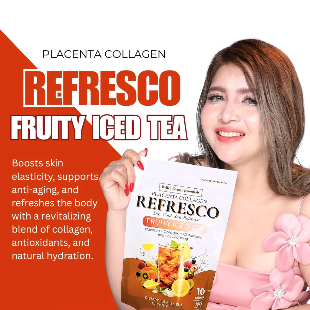 BMRS Beauty Essentials Placenta Collagen Refresco – Fruity Iced Tea (180g | 10 Sachets) - Image 3