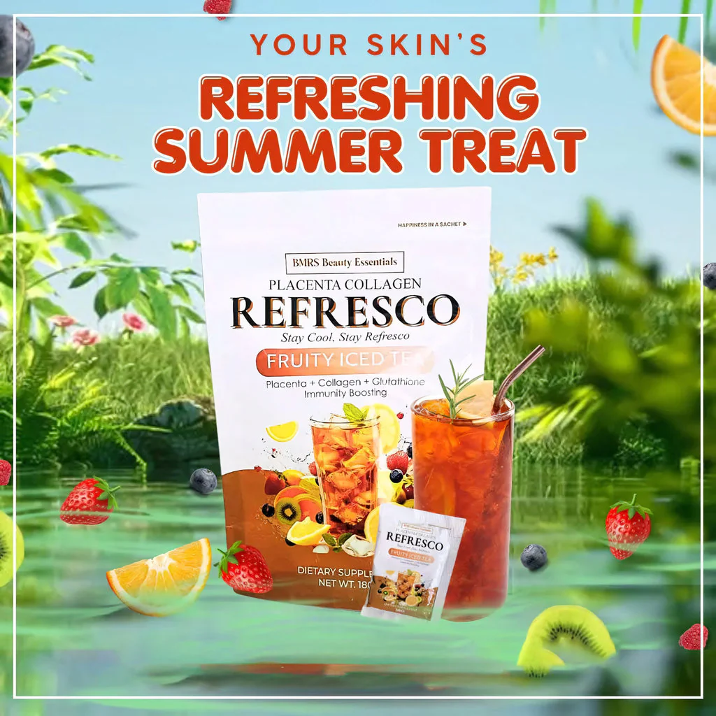BMRS Beauty Essentials Placenta Collagen Refresco – Fruity Iced Tea (180g | 10 Sachets) - Image 4