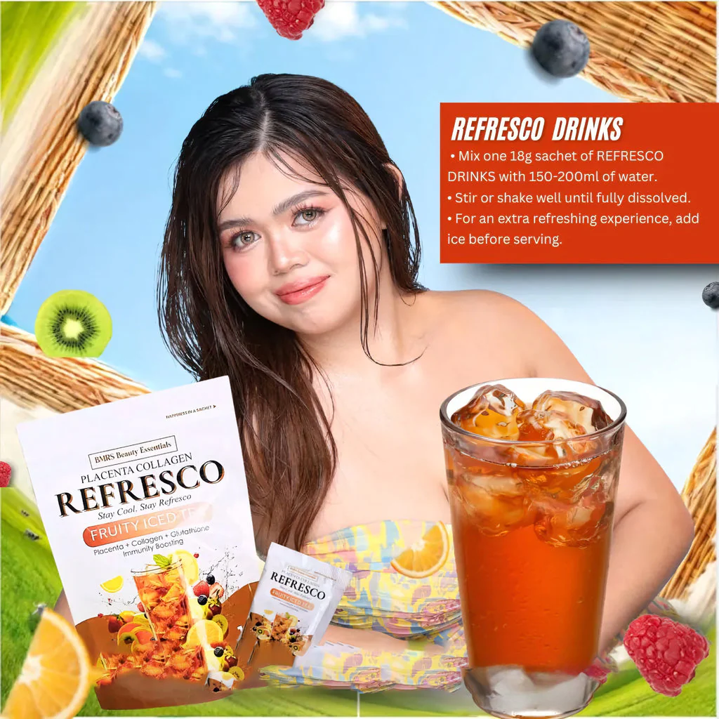 BMRS Beauty Essentials Placenta Collagen Refresco – Fruity Iced Tea (180g | 10 Sachets) - Image 9