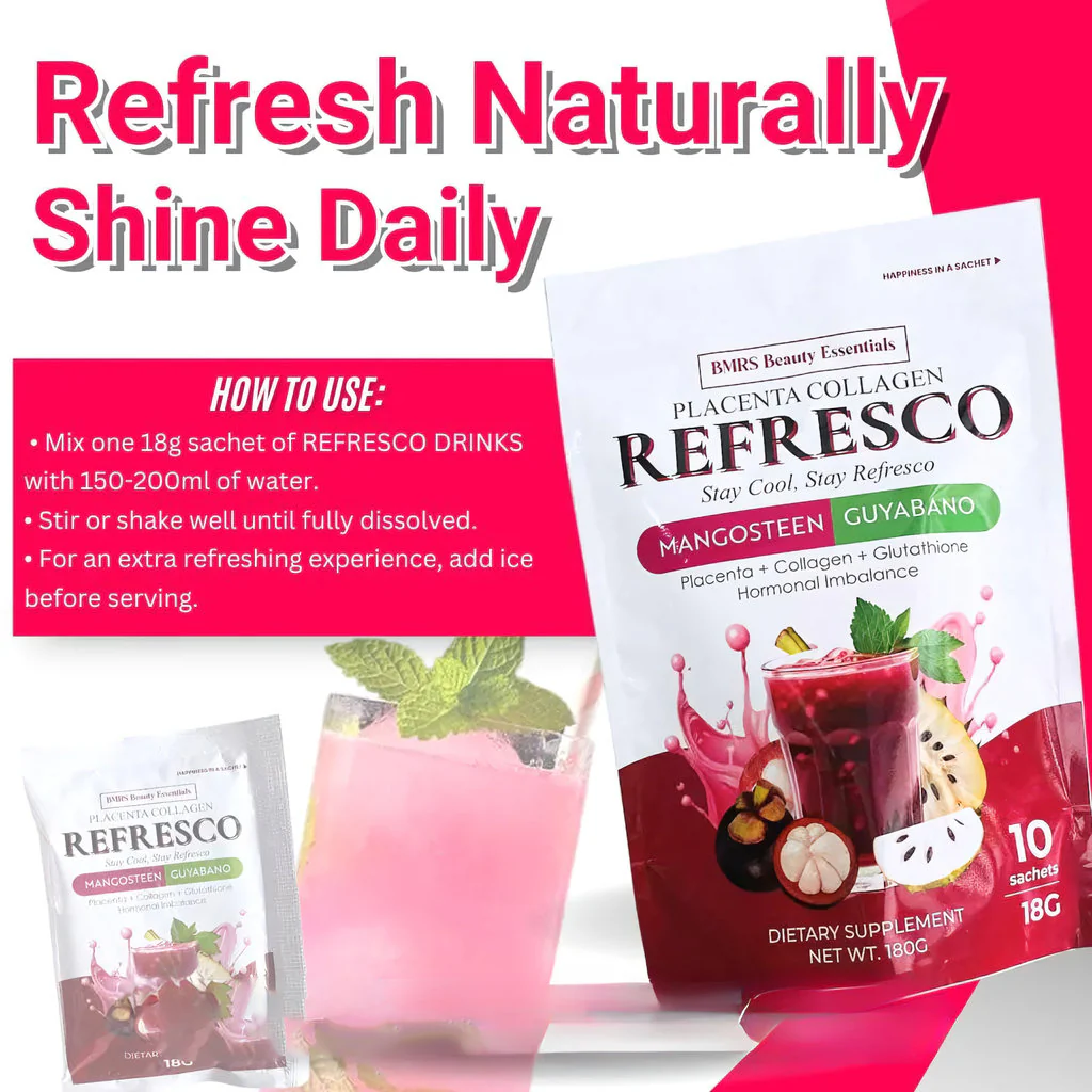 BMRS Beauty Essentials Placenta Collagen Refresco – Mangosteen Guyabano (10 × 18g) - Image 5