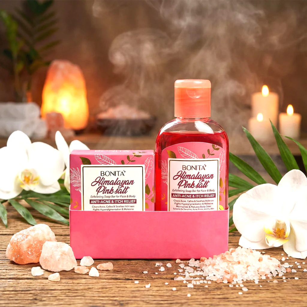 Bonita Himalayan Pink Salt Glow Duo – Combo Pack (Soap Bar 80g + Face & Body Oil SPF 30) - Image 10