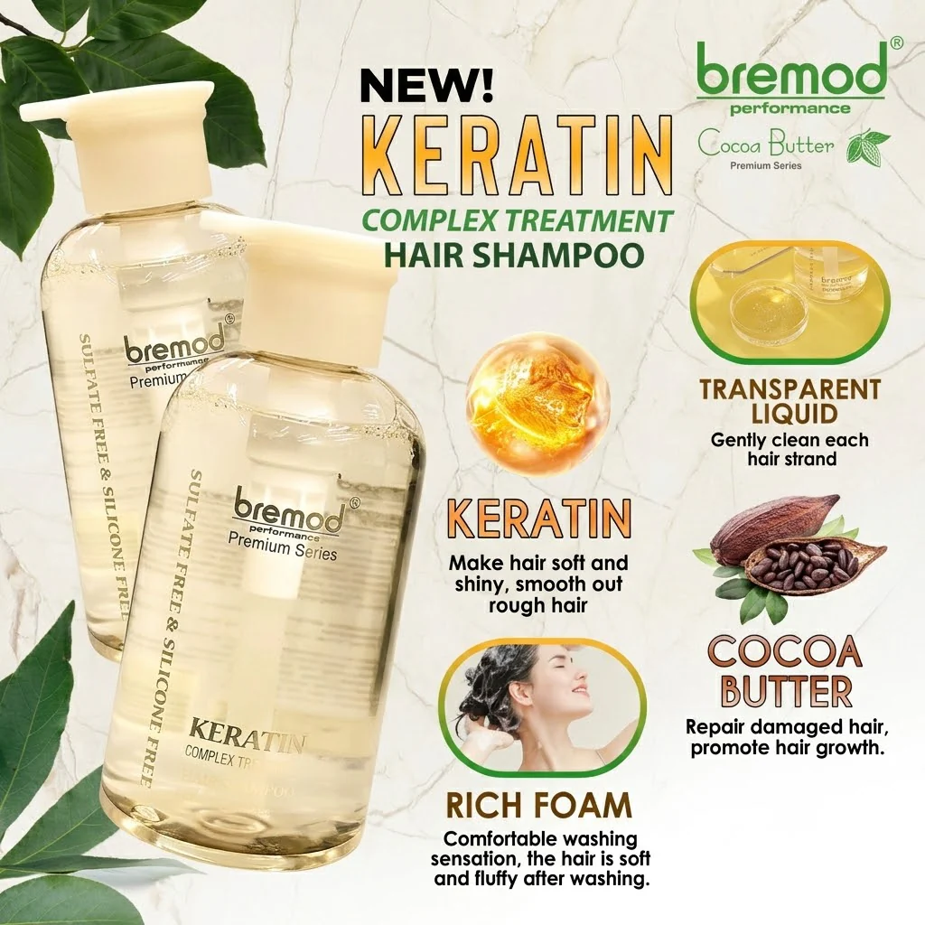 Bremod Premium Series Keratin Complex Treatment Hair Shampoo – 350ml - Image 3