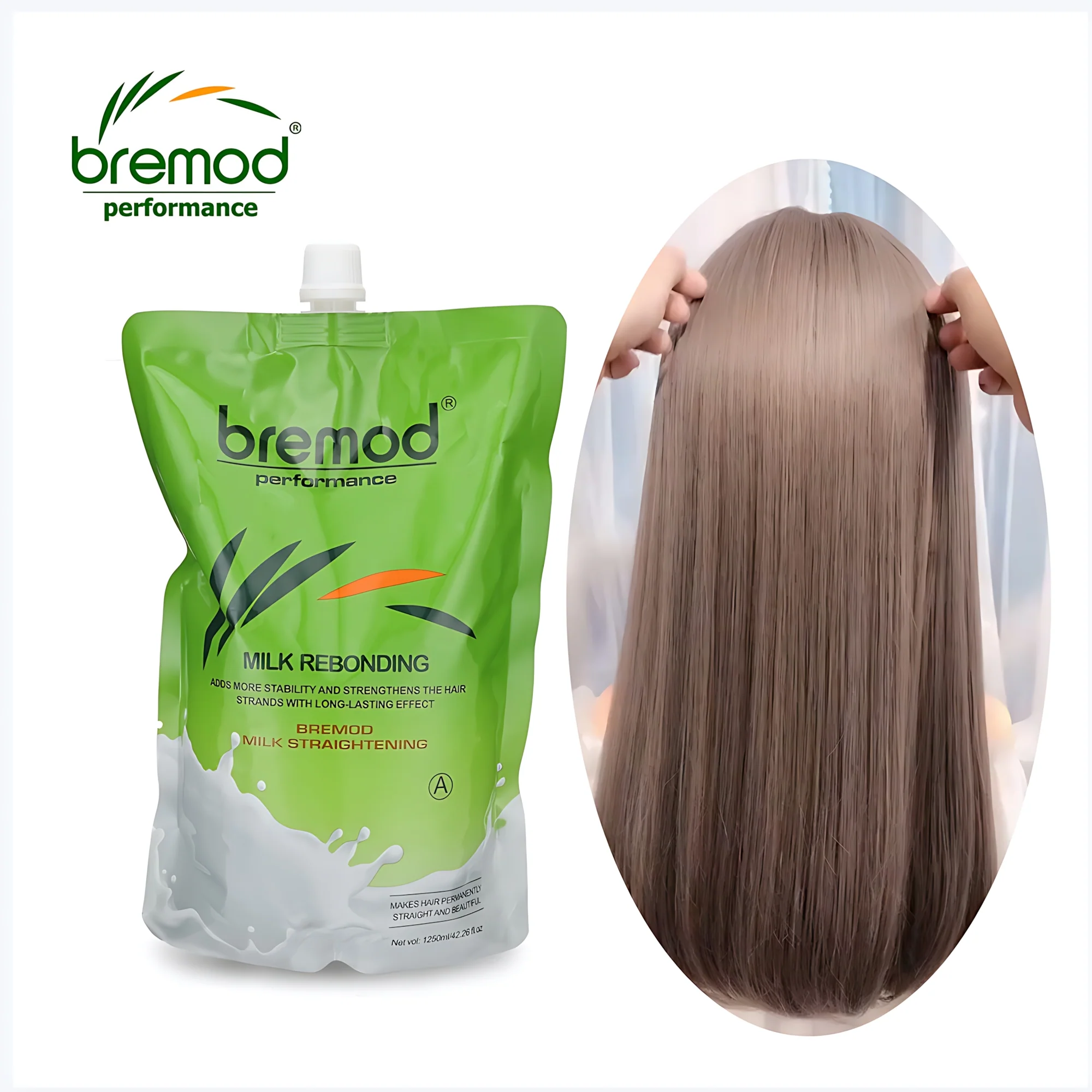 Bremod Milk Rebonding Set (A + B) – Professional Hair Straightening & Nourishing Treatment – 1250ml + 1250ml - Image 5