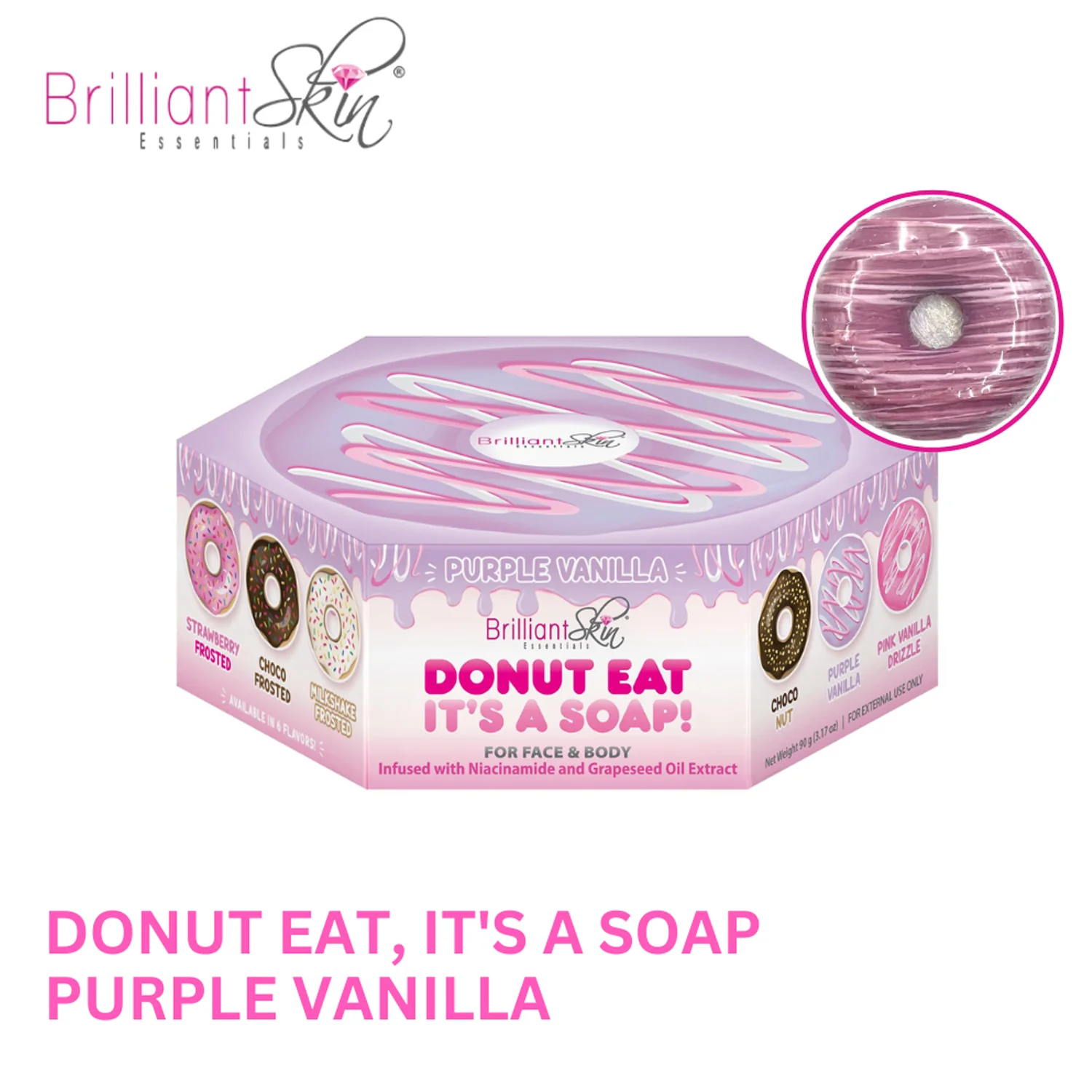 Brilliant Skin Donut Eat Its A Soap Purple Vanilla - 90g - Image 3