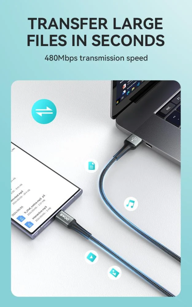 BWOO Metal Data Cable USB To Type-C BO-X288C - Image 6