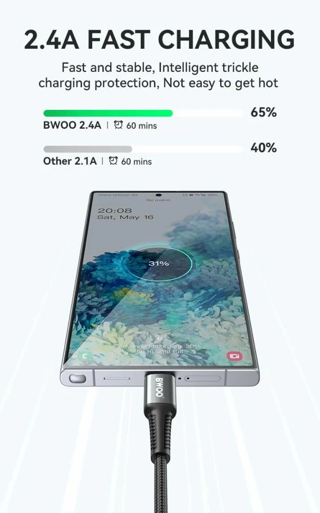 BWOO Metal Data Cable USB To Type-C BO-X288C - Image 8