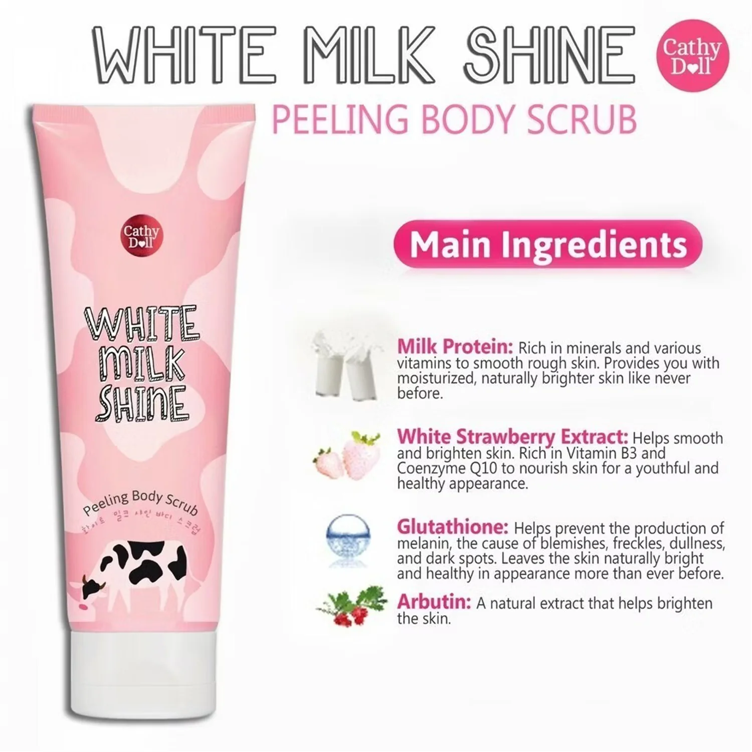Cathy Doll White Milk Shine Peeling Body Scrub - 320ml - Image 9