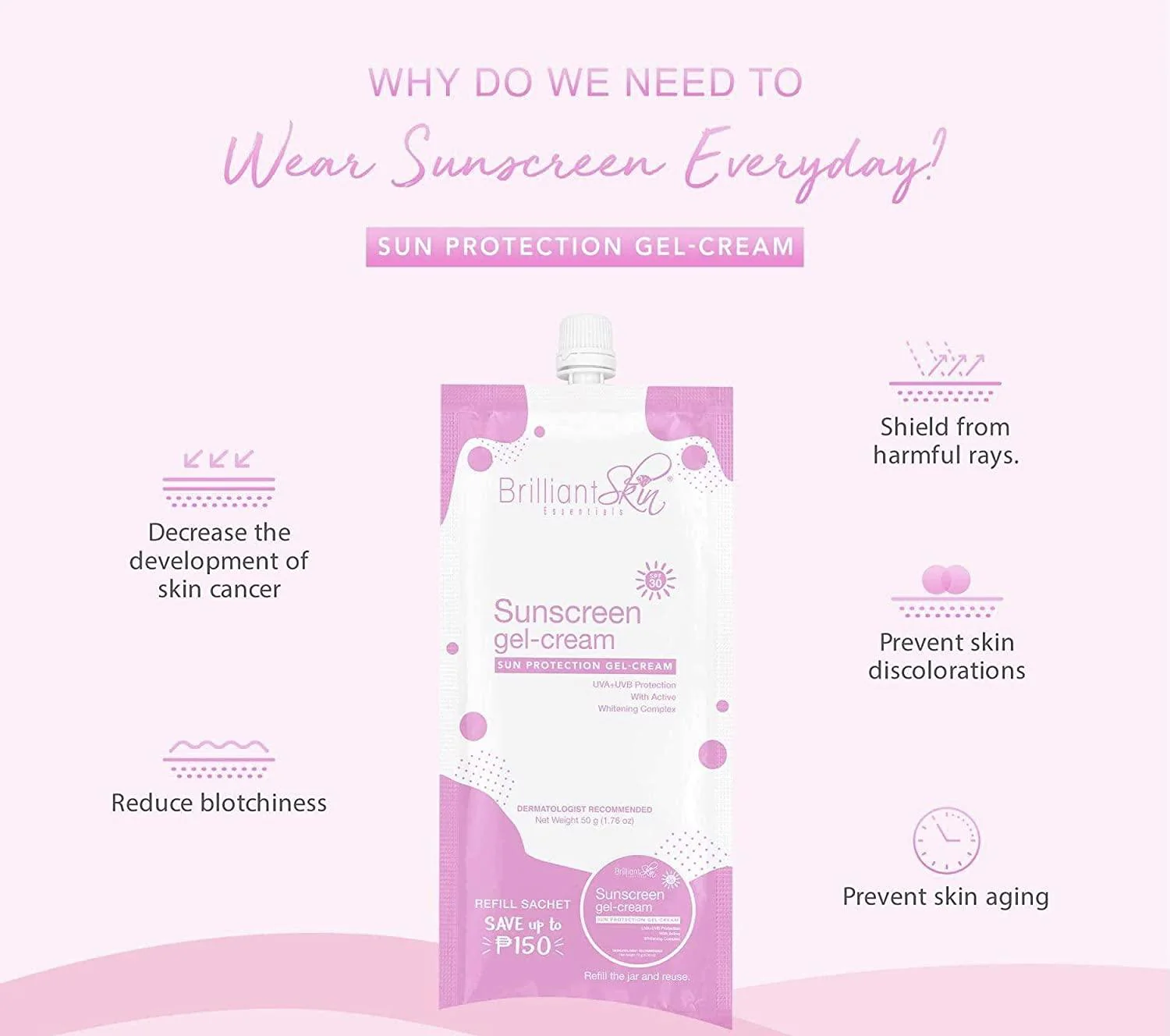Brilliant Skin Sunscreen Gel-Cream - UVA + UVB Protection, 50g - Image 2