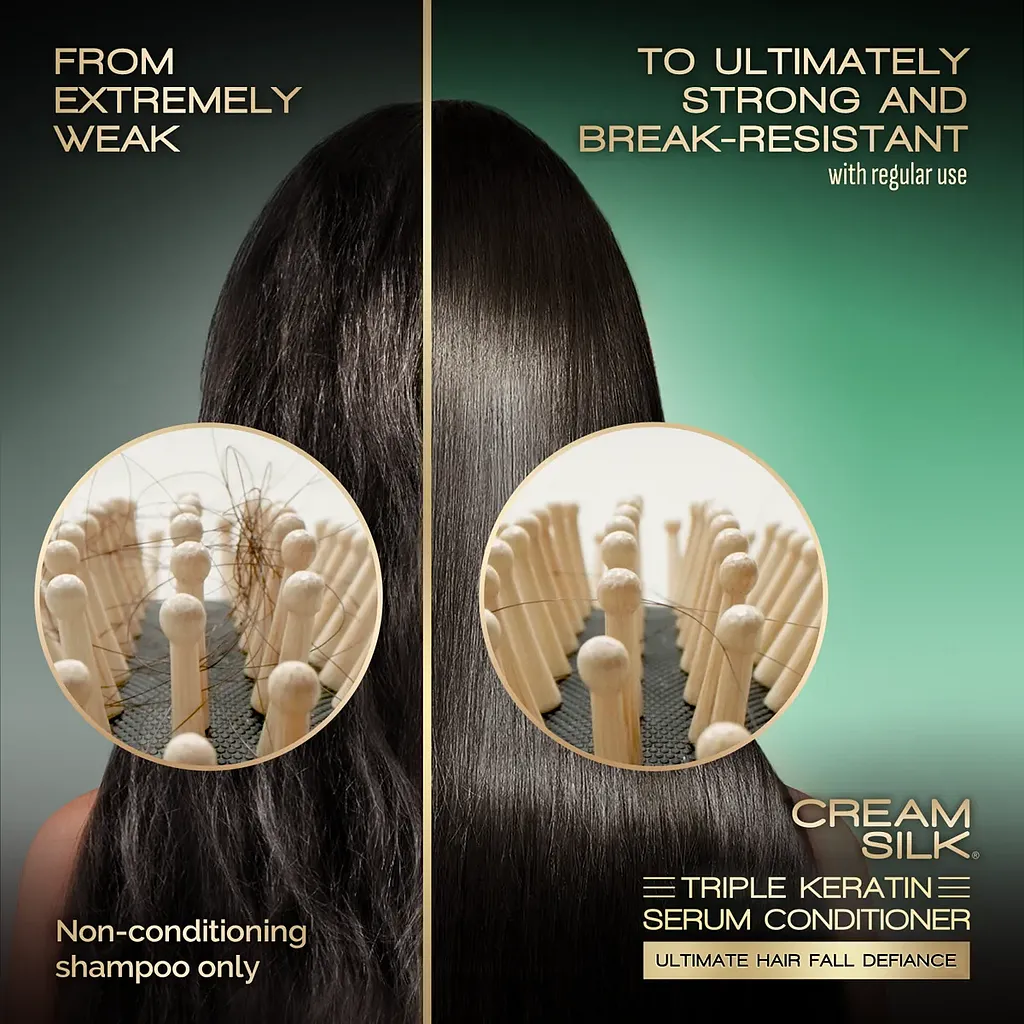 Cream Silk Triple Keratin Biotin Serum Conditioner – Ultimate Hair Fall Defiance (170ml) - Image 5
