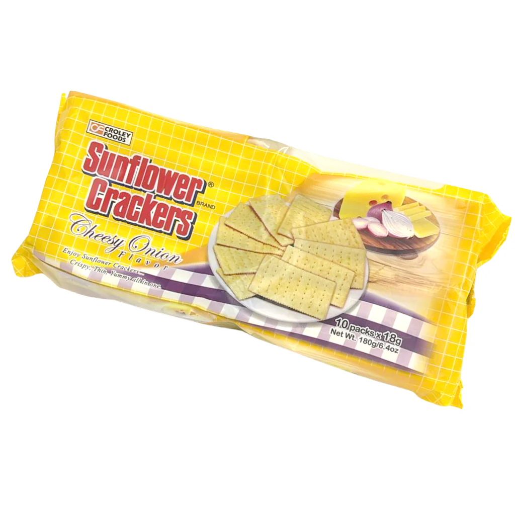 Croley Foods Sunflower Crackers – Cheesy Onion Flavor | 10 Packs x 18g (180g Total) - Image 2