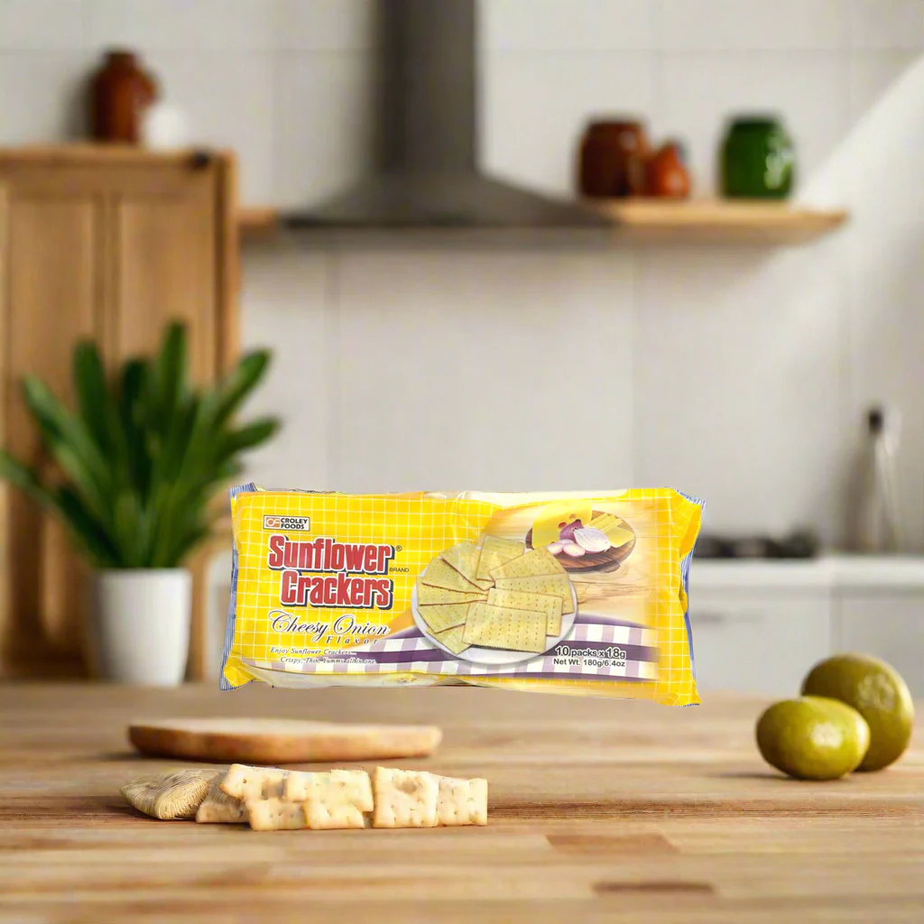 Croley Foods Sunflower Crackers – Cheesy Onion Flavor | 10 Packs x 18g (180g Total) - Image 4