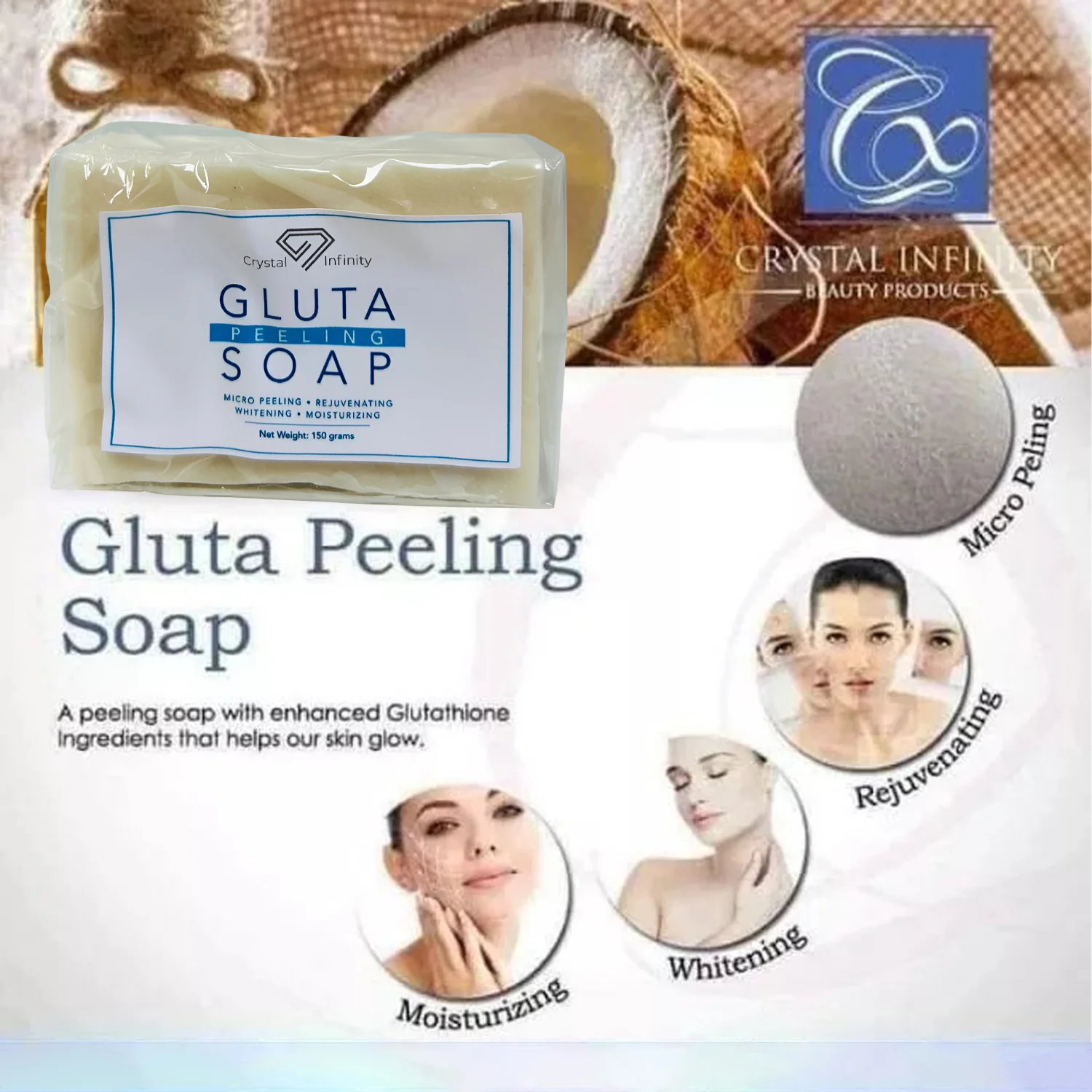 Crystal Infinity Gluta Peeling Soap – 150g - Image 3