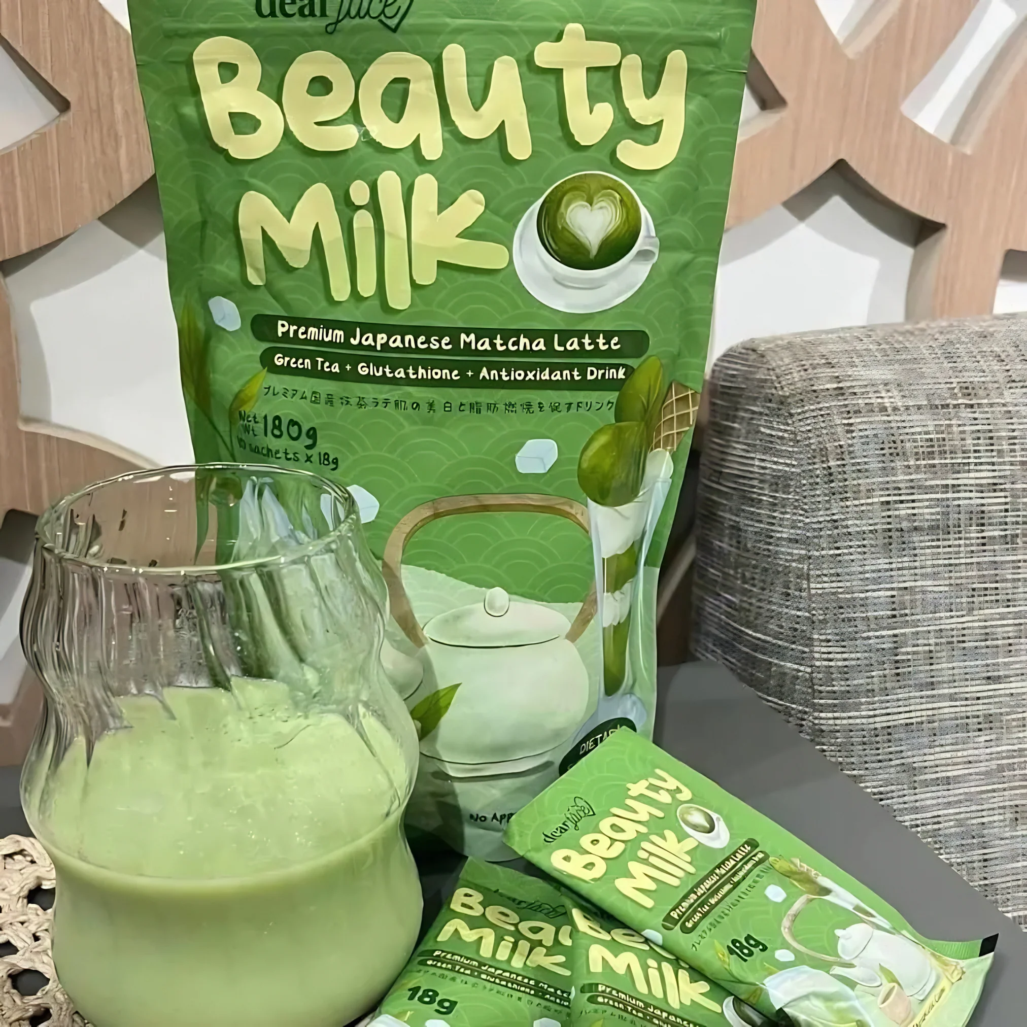 Dear Face Beauty Milk Premium Japanese Matcha Latte Drink - 180g - Image 8