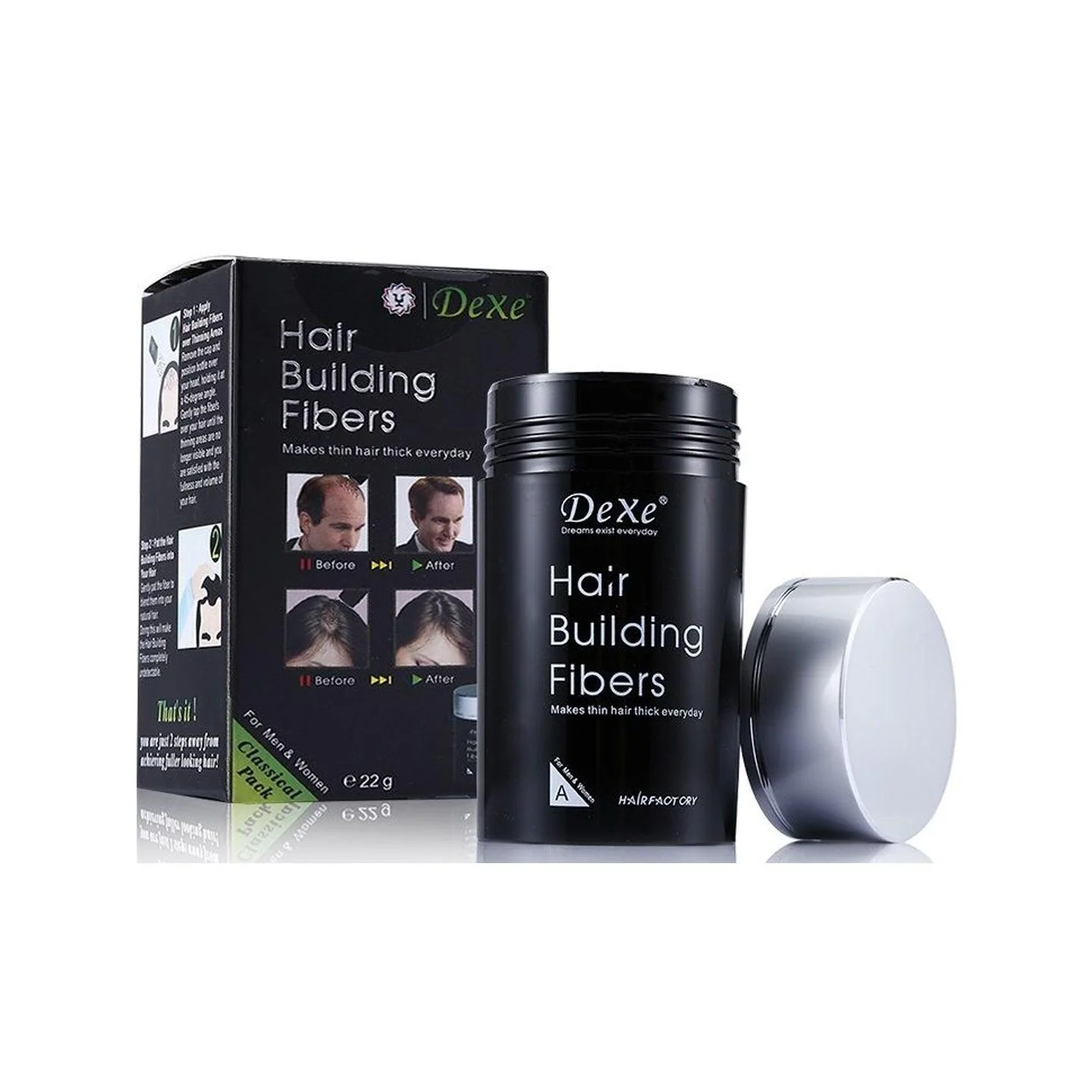 Dexe Hair Building Fibers Black No 1 - 22g - Image 4
