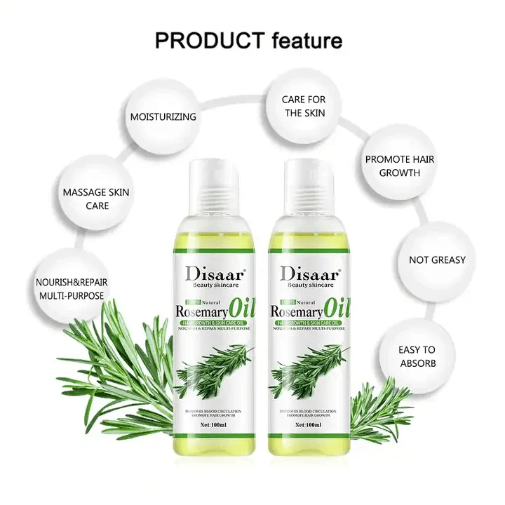Disaar 100% Natural Rosemary Hair Growth & Skin Care Oil - 100ml - Image 2