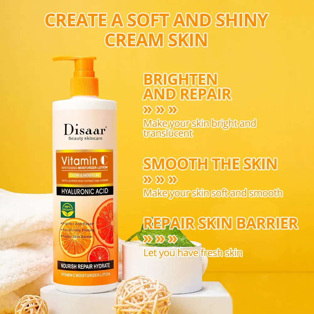 Disaar Vitamin C Hyaluronic Acid Glow & Moisture Whitening Body Lotion - 480g - Image 4