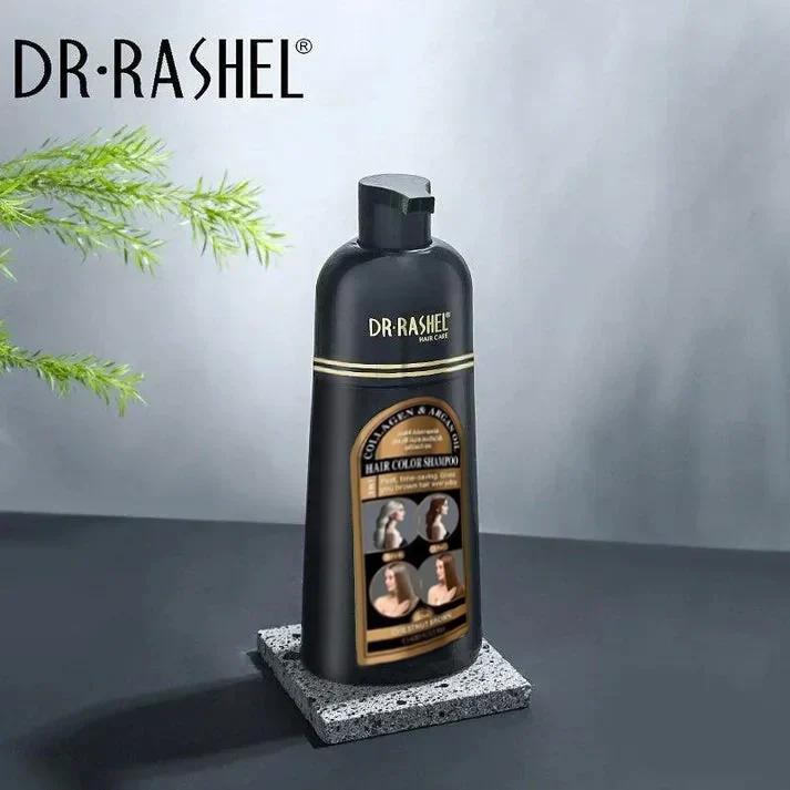 Dr. Rashel Collagen & Argan Oil Hair Color Shampoo – Chestnut Brown (400ml) - Image 6