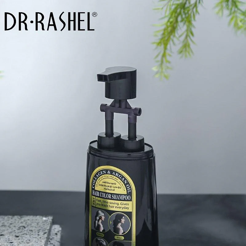 Dr.Rashel Collagen & Argan Oil Hair Color Shampoo Natural Black - 400ml - Image 3