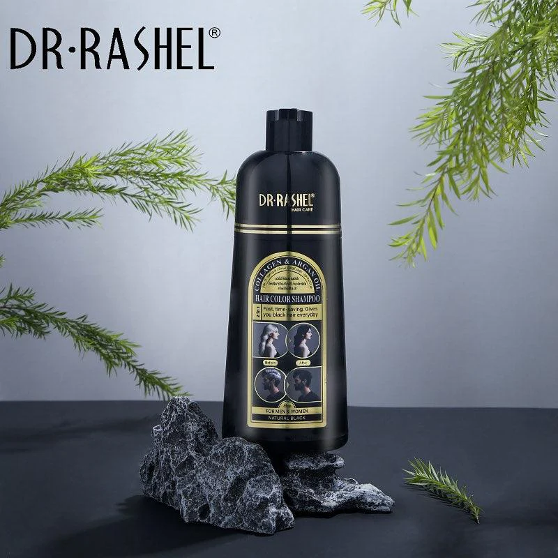 Dr.Rashel Collagen & Argan Oil Hair Color Shampoo Natural Black - 400ml - Image 4