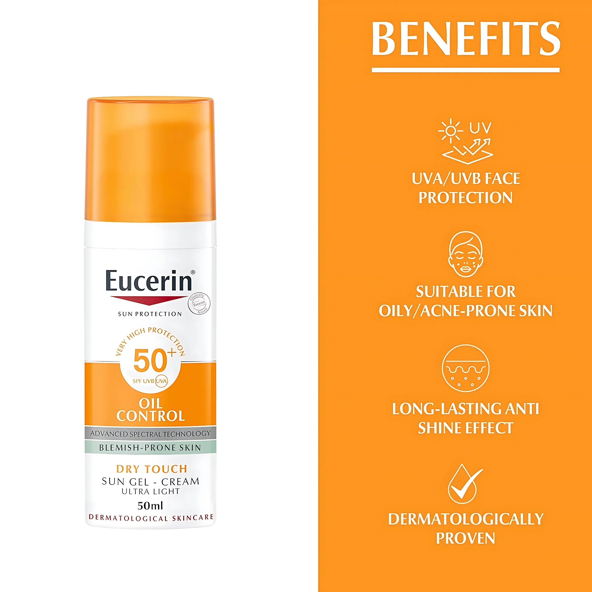 Eucerin Oil Control Sun Gel-Cream Dry Touch SPF50+ (50ml) - Image 5